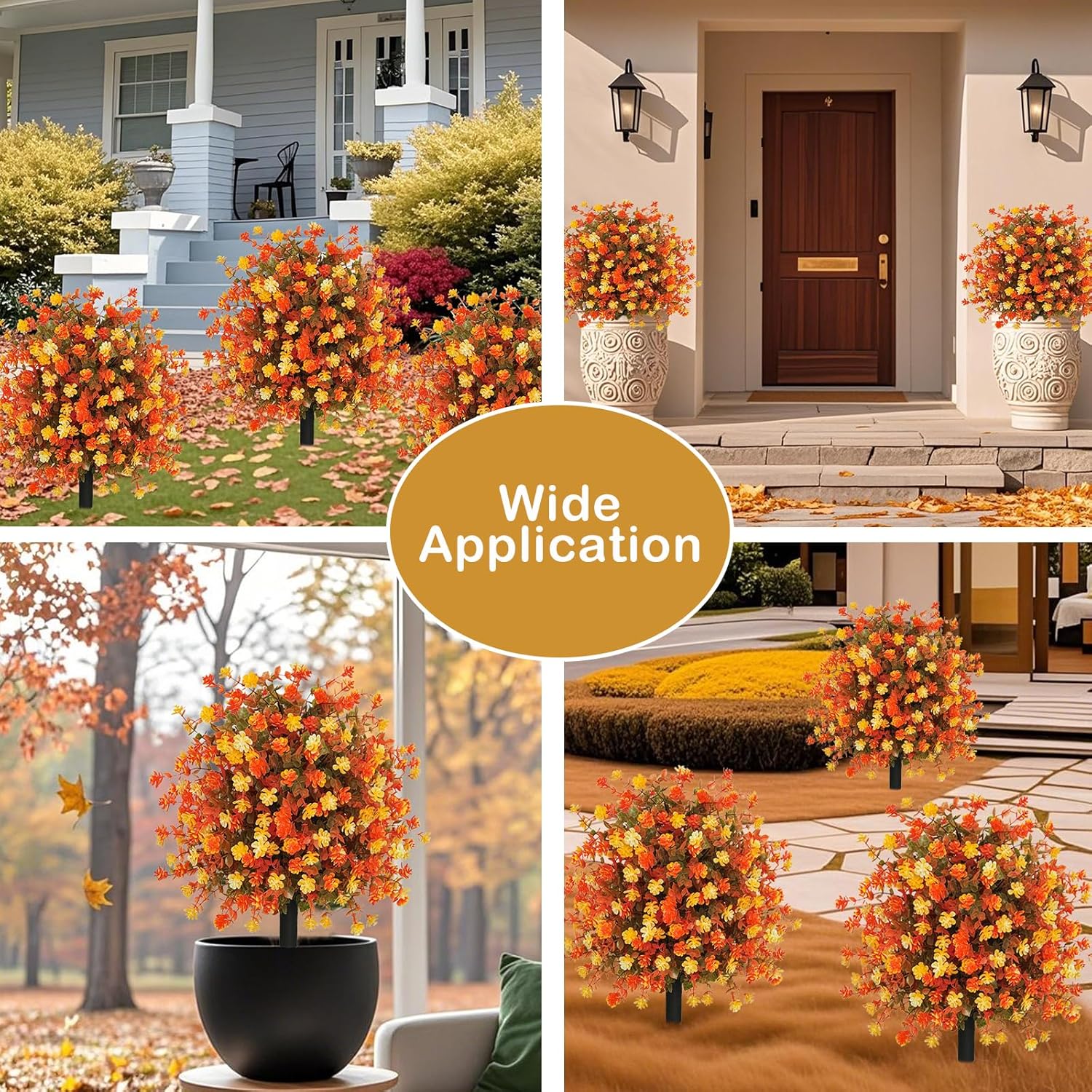 Fall Boxwood Topiary Ball Artificial Plants Set of 2