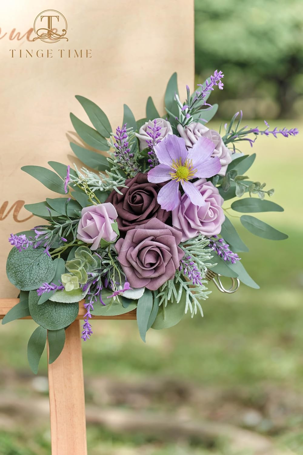 TINGE TIME Artificial Flower Swag Set of 2 Lavender and Plum