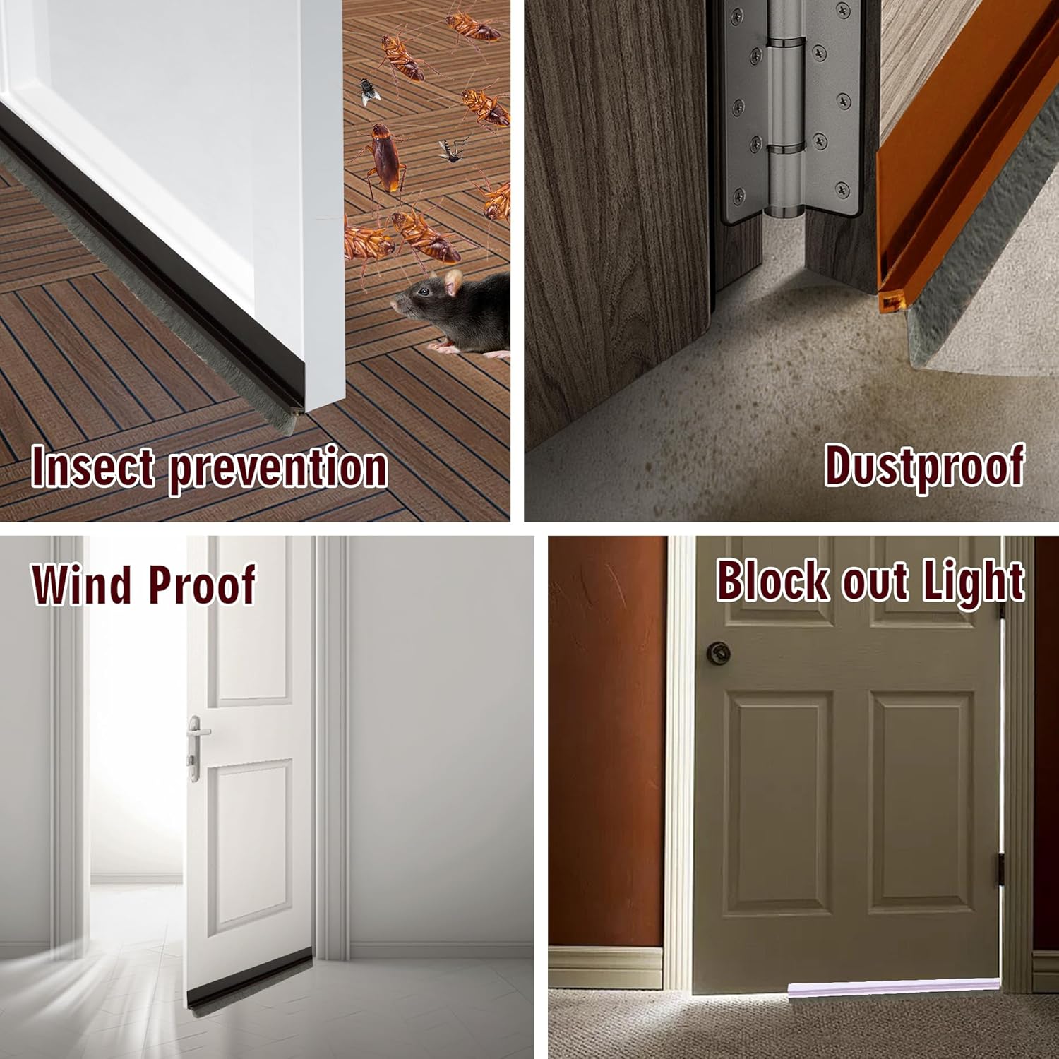 Door Draft Stopper with Brush - 39 Winter Cold Seal