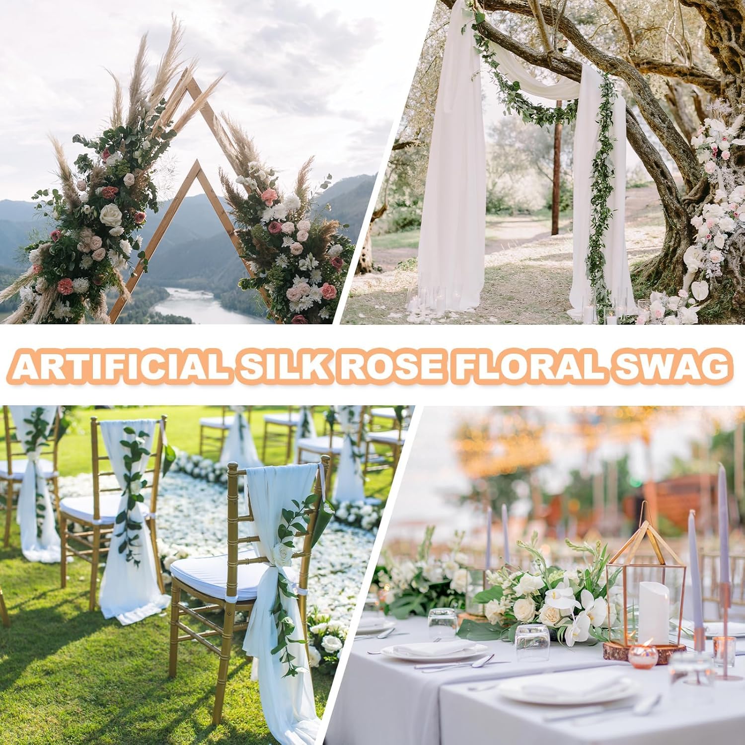PATIKIL Wedding Arch Flowers 2Pcs Wine Dark Rose