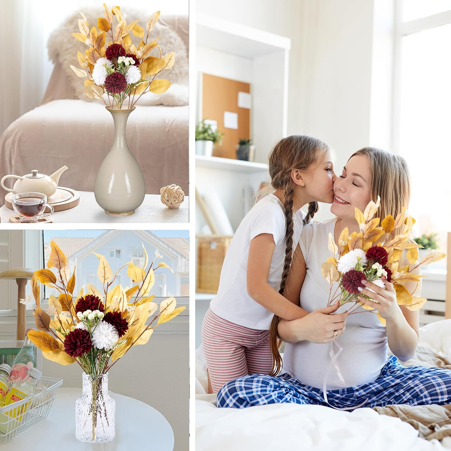 GOSTADY Artificial Chrysanthemum Flowers with Real Touch Stems
