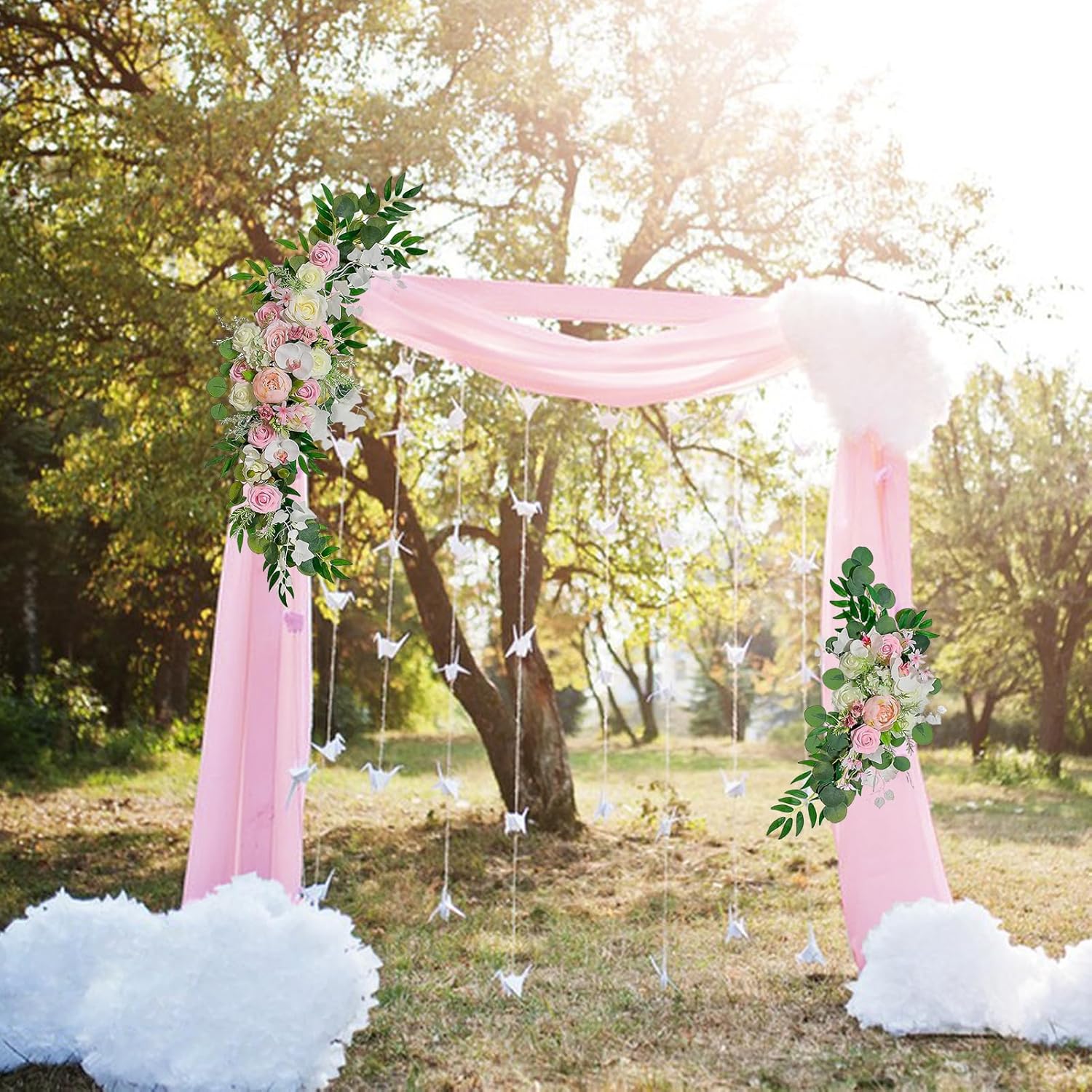 Artificial Wedding Arch Flowers Kit with Draping Fabric