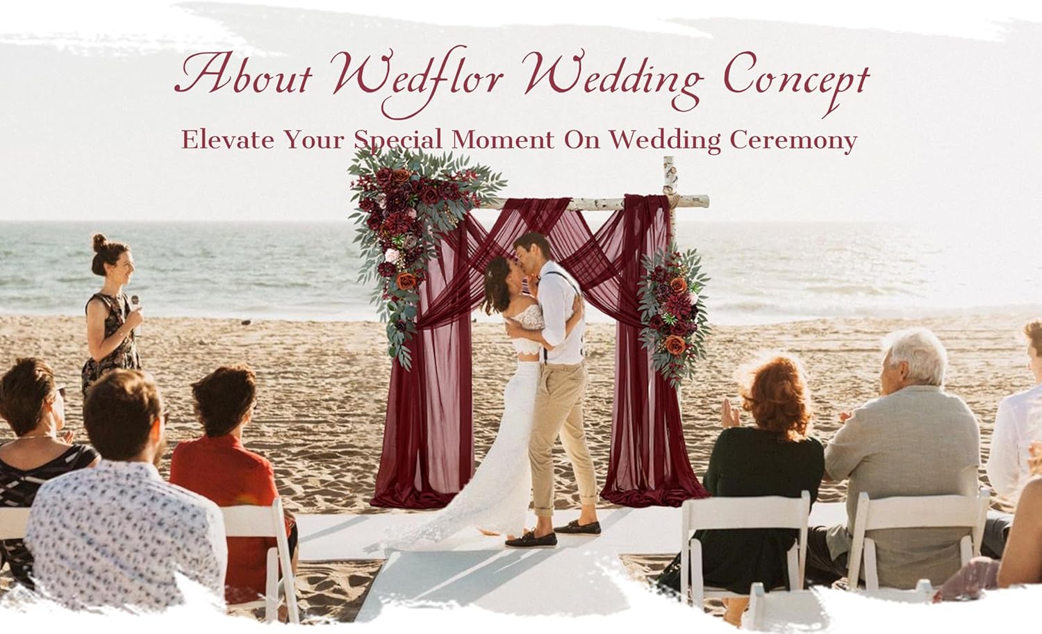 WEDFLOR Wedding Arch Flowers with Drapes Kit Pack of 4
