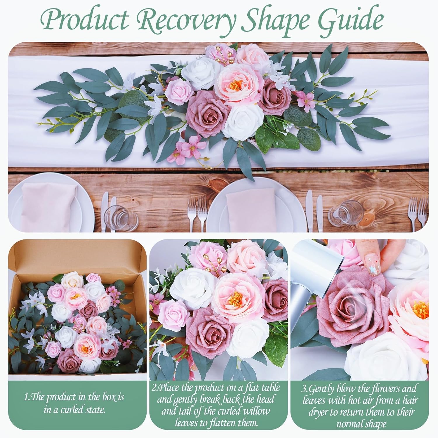 Pink Artificial Flower Wedding Arch Decor 2PCS