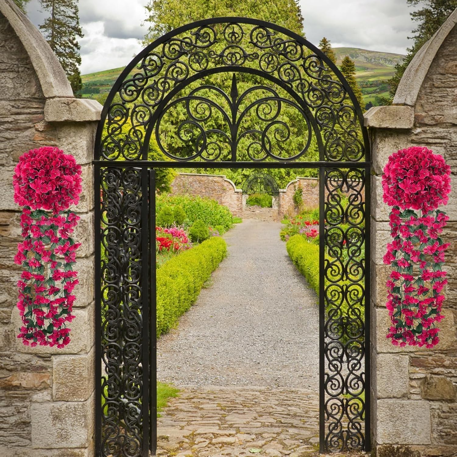 3 PCS Artificial Hanging Plants for Outdoor Decor