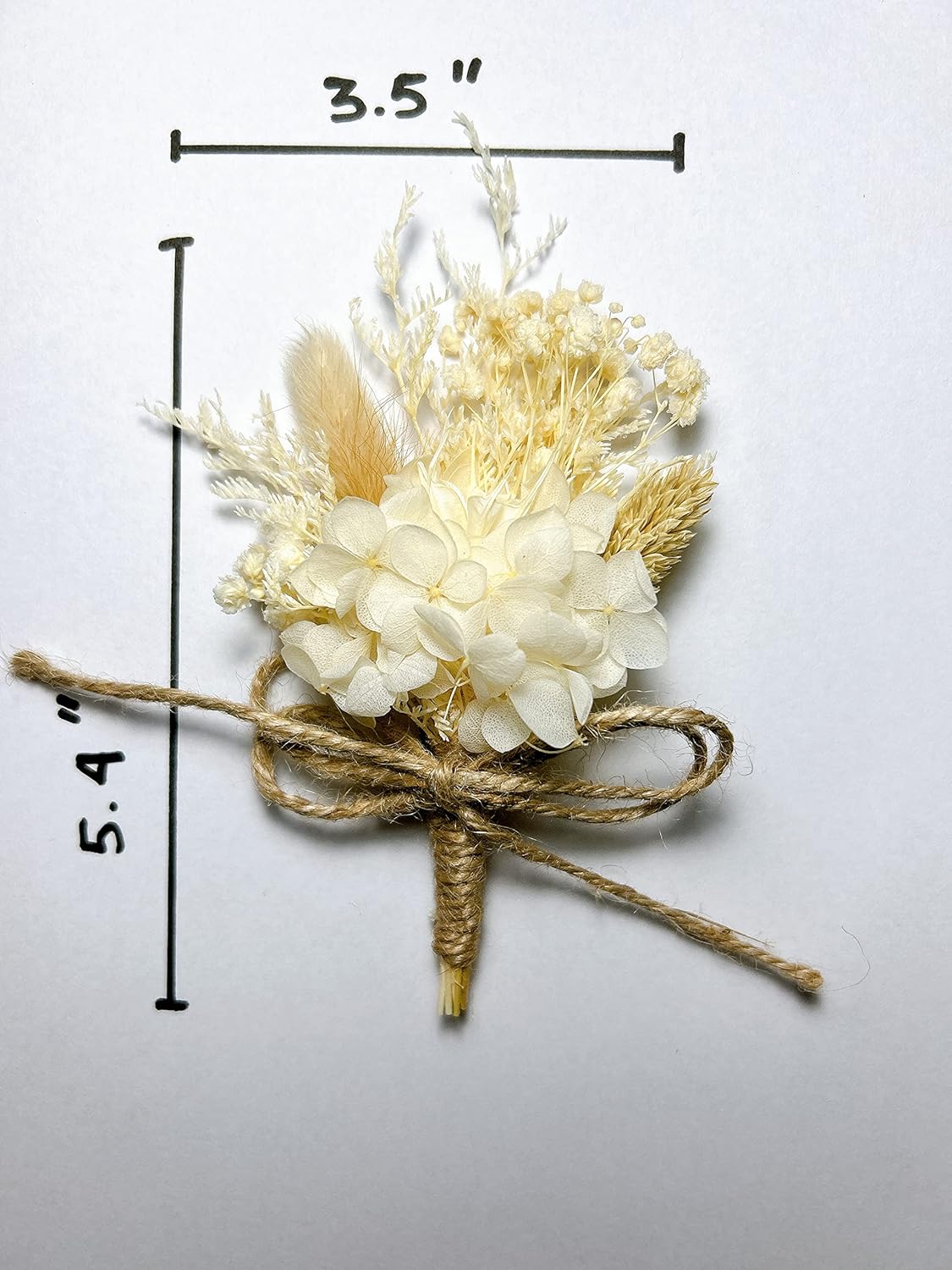Dried Flower Boutonniere - Ivory Rustic Elegant Design