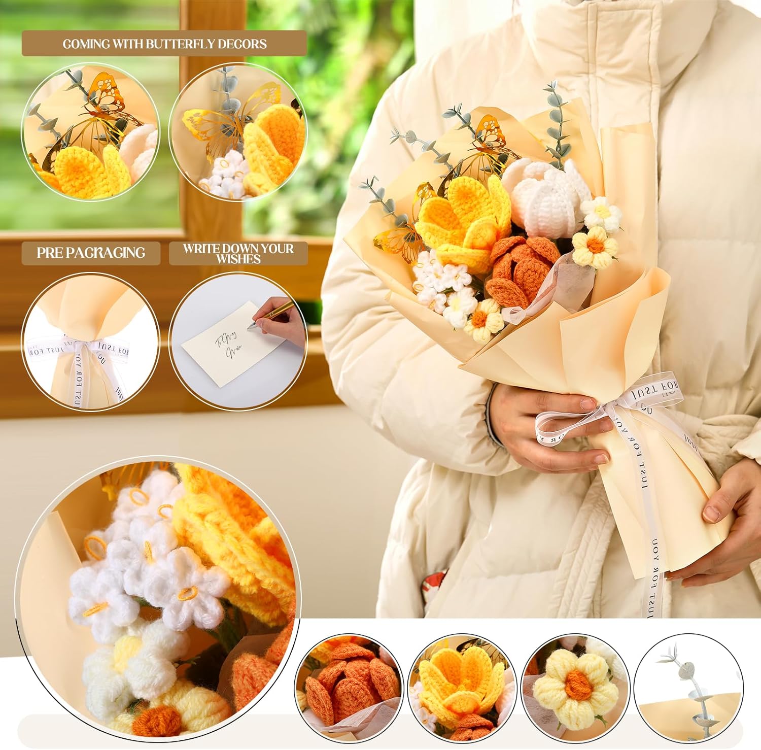 Handmade Crochet Flower Bouquet Yellow