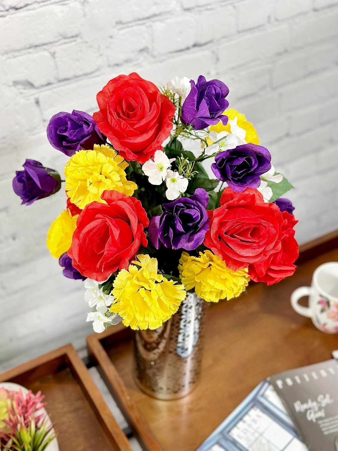 Admired By Nature 2 Pcs Artificial Spring Flowers Bouquet