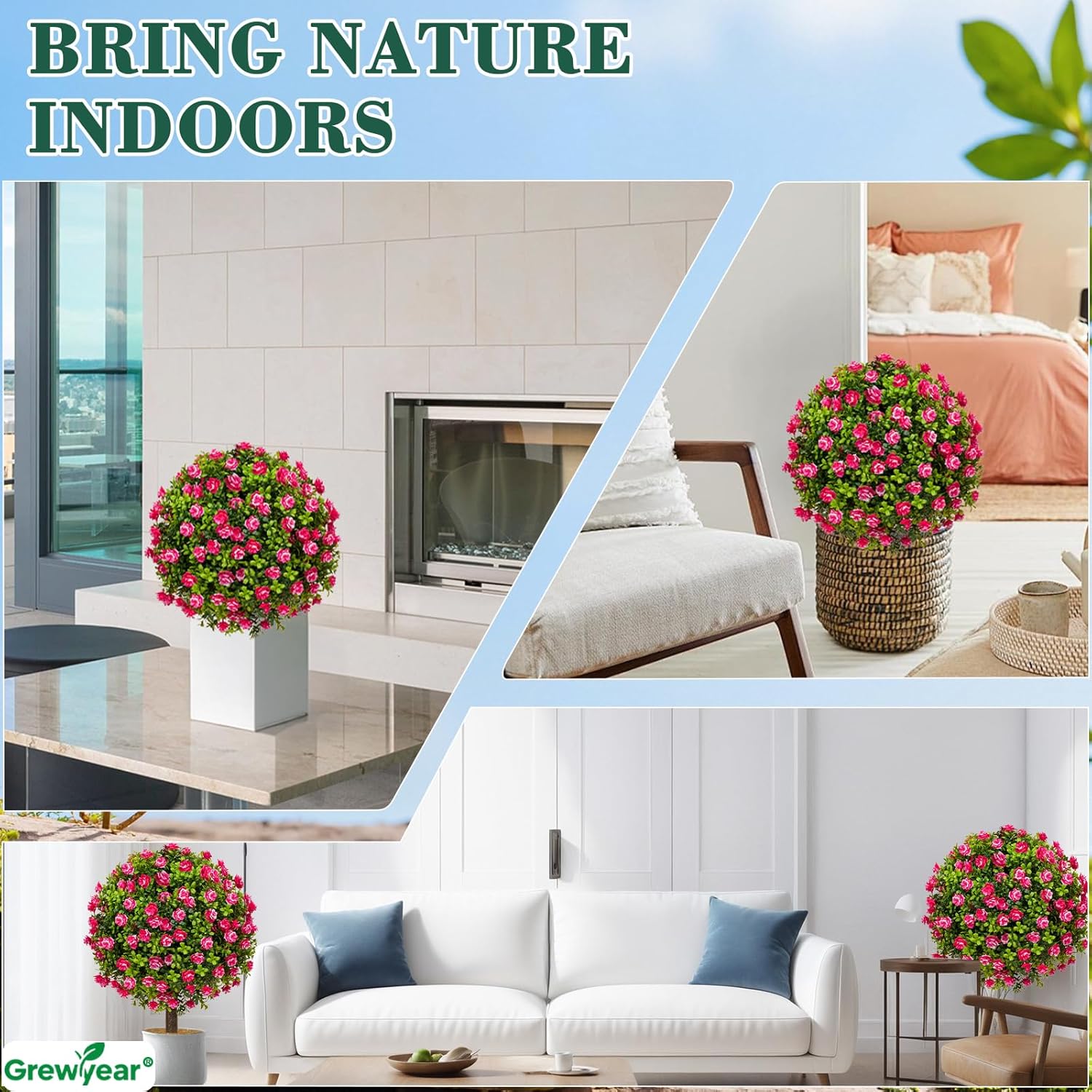 Artificial Topiary Ball with Ground Spike Set of 2 1