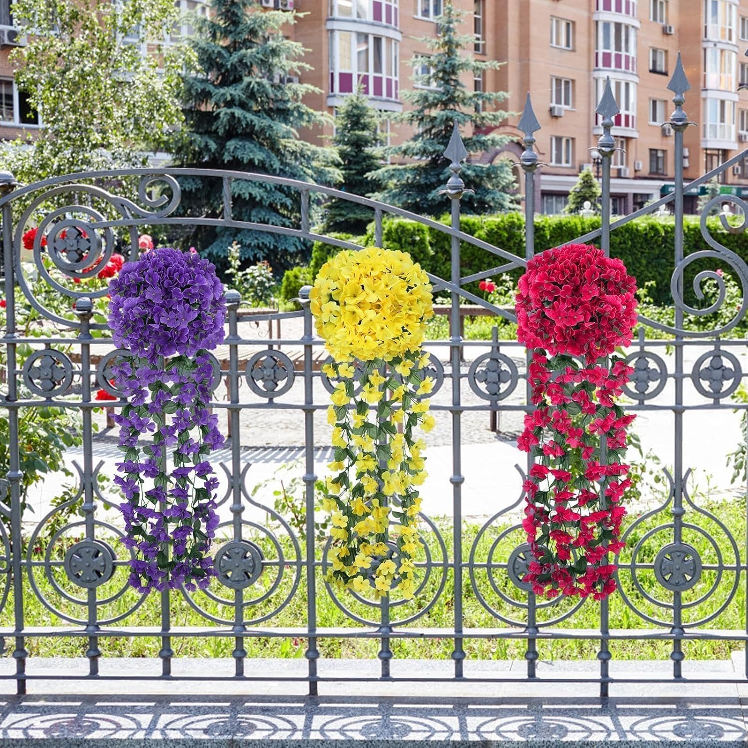 3 PCS Artificial Hanging Plants for Outdoor Decor