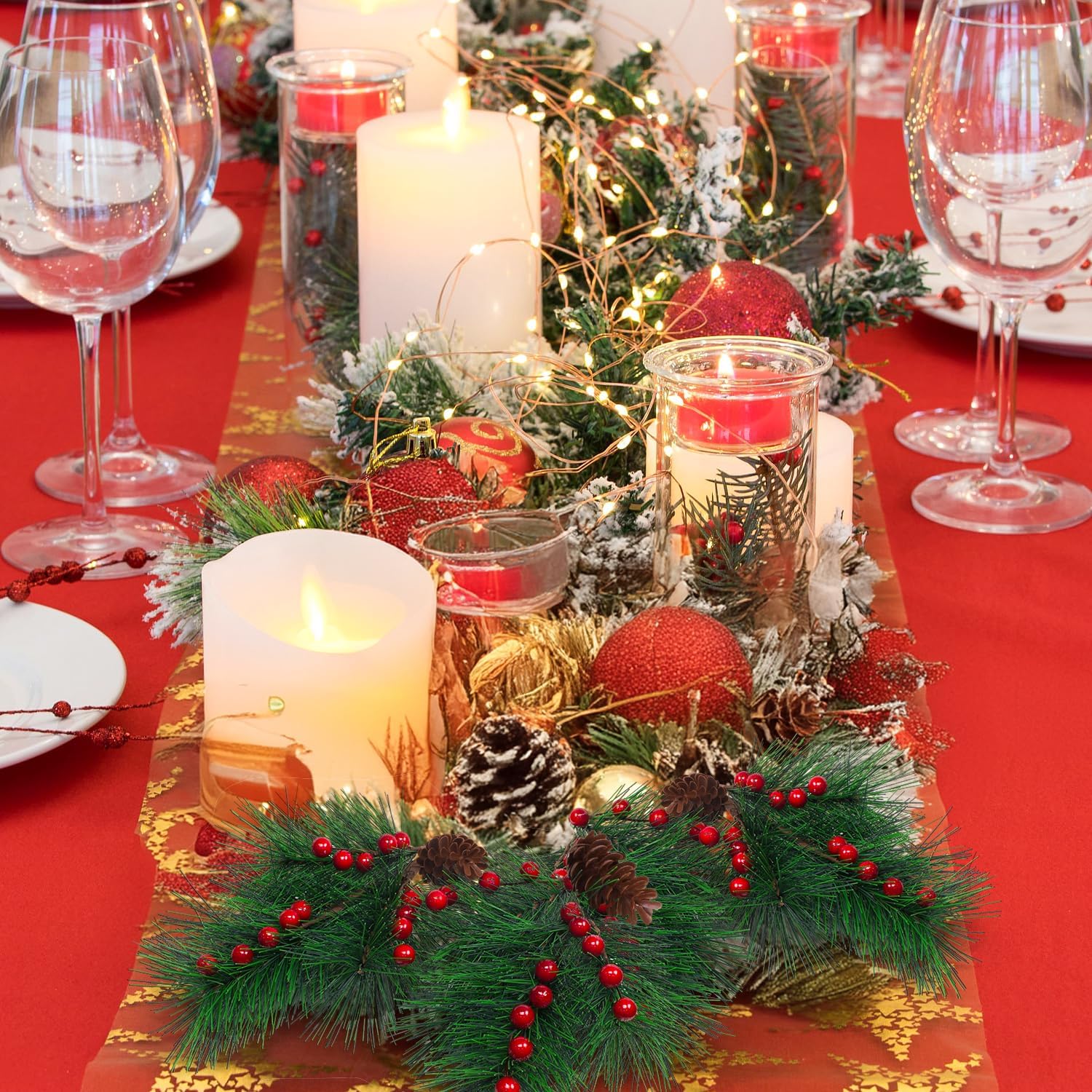 6 Pack Christmas Berries Artificial Pine Picks