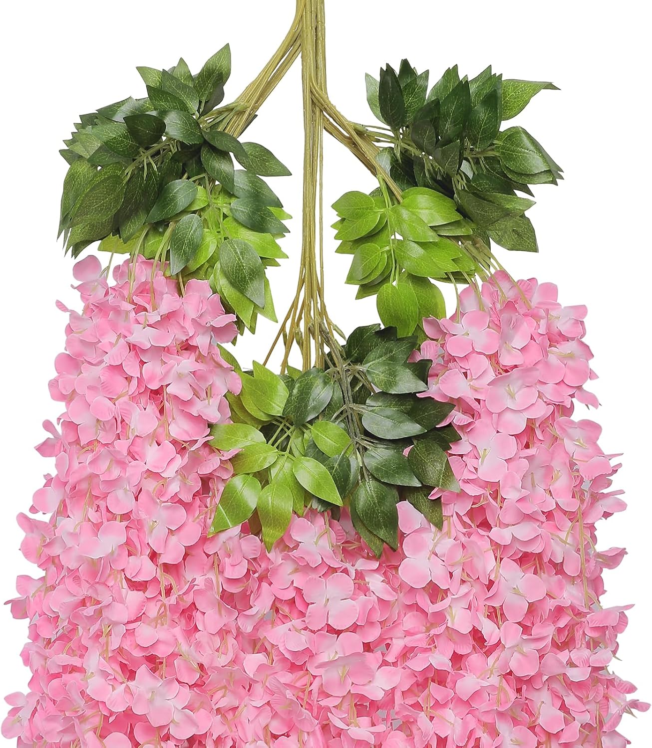 Pauwer Wisteria Hanging Flowers 24 Pack Artificial Garland Pink