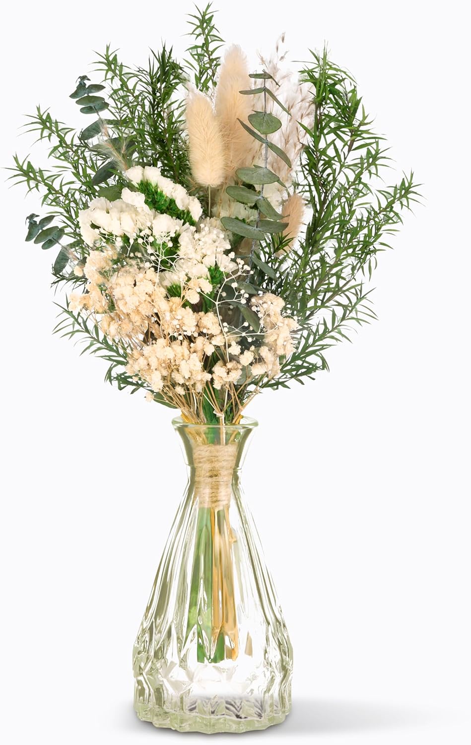 VAIPI Dried Flowers Bouquet with Glass Vase