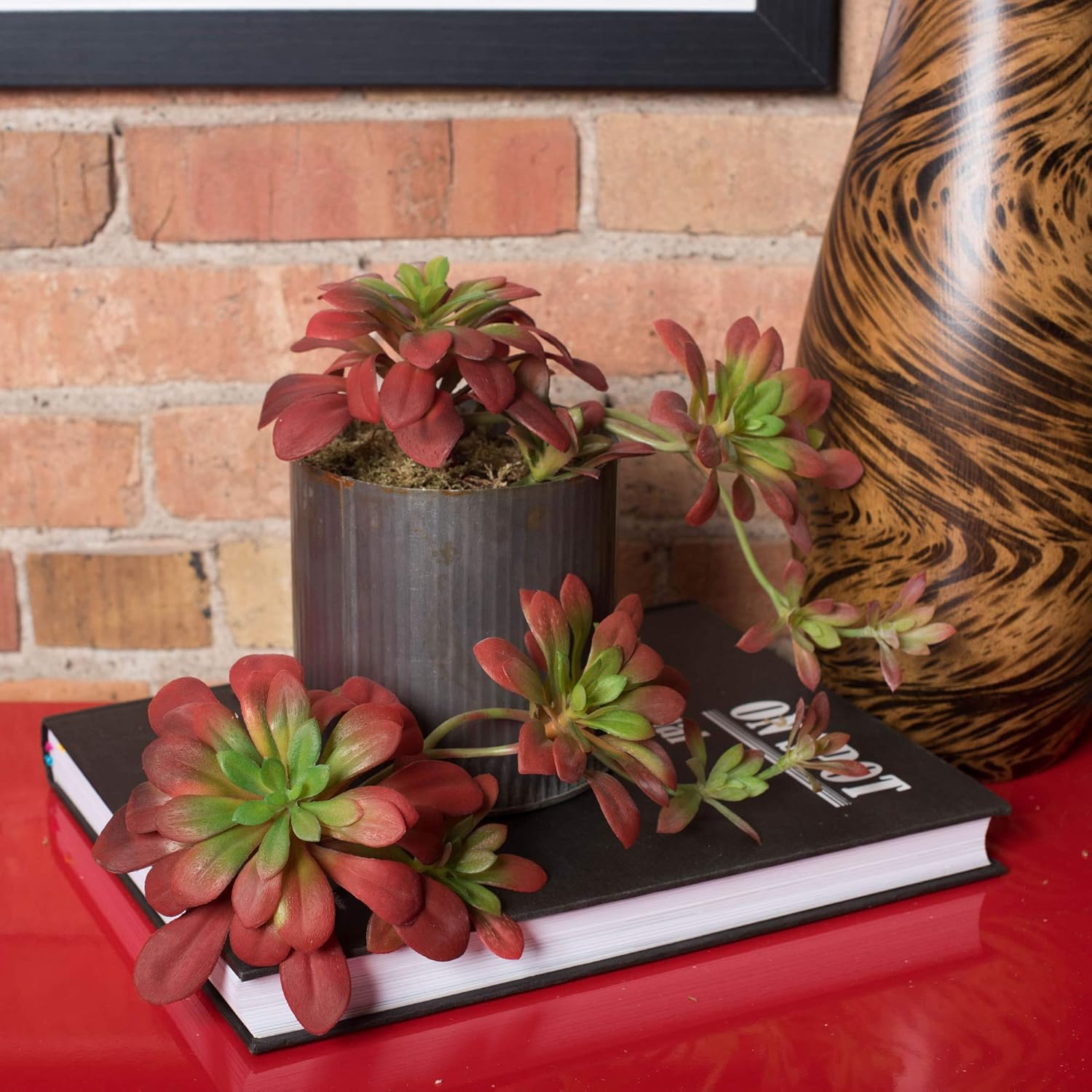 Vickerman 7 Inch Artificial Aeonium Spray Burgundy Green