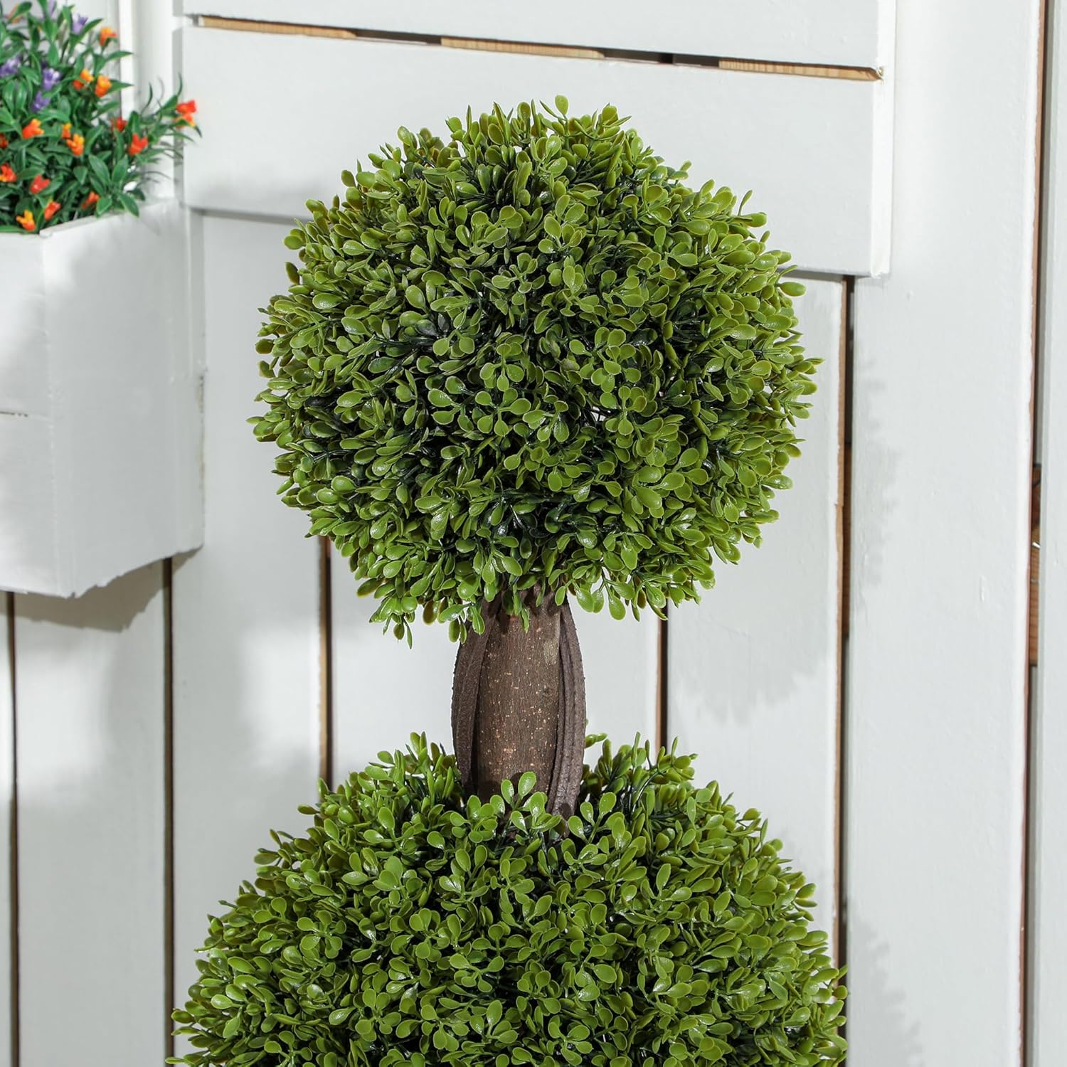 HOMCOM Artificial Plants Set of 2 Green Boxwood Trees