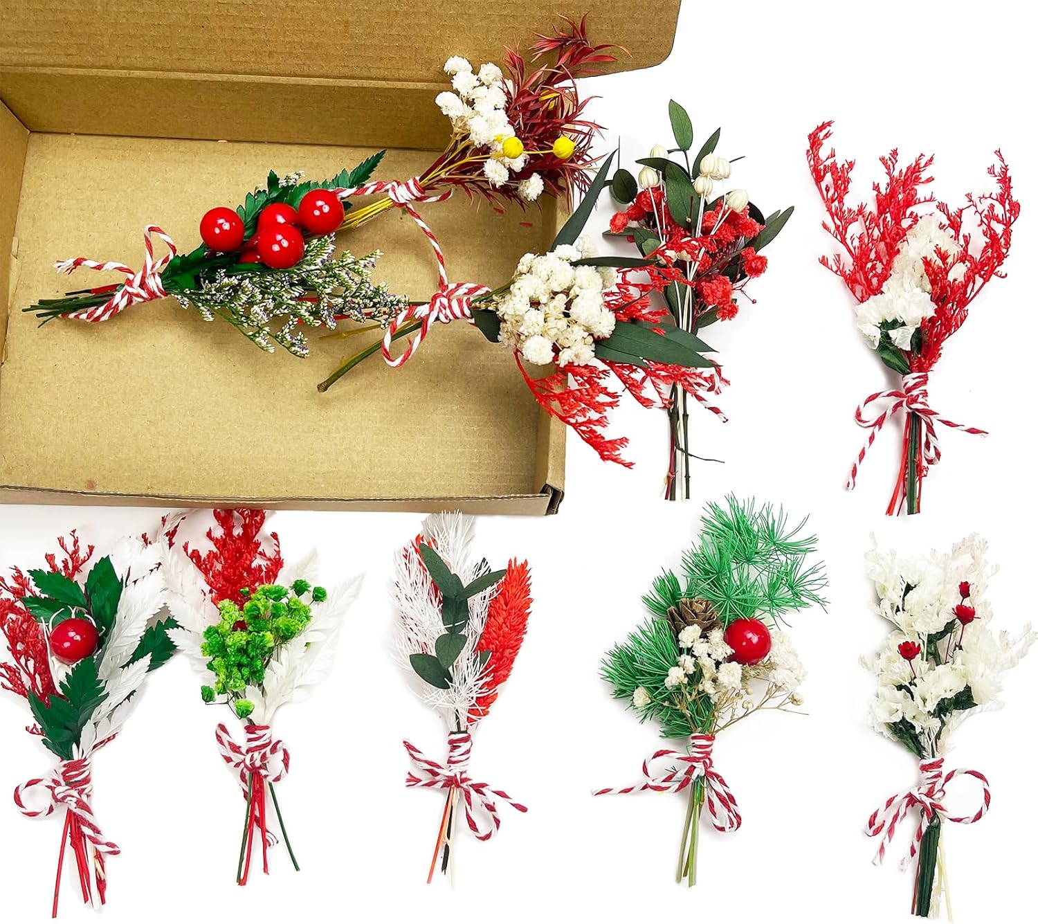 10 PCS Mini Dried Flower Bouquets with Stem