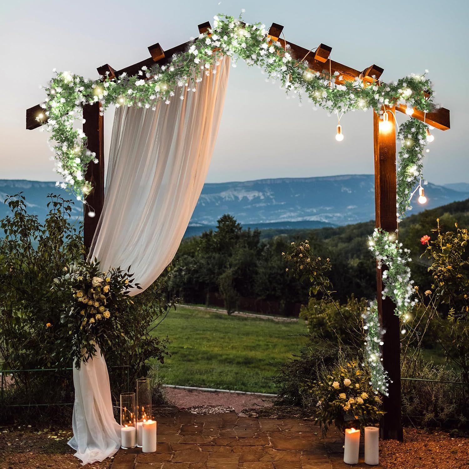 RECUTMS Greenery Vines Garland with Lights 3 Pack