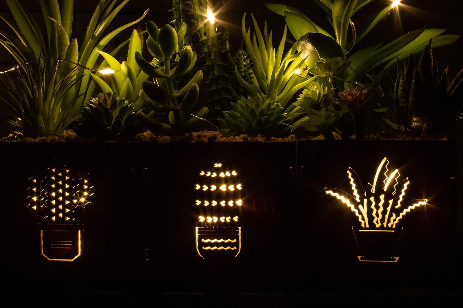 BEGONDIS 3 Piece Artificial Succulent Set with LED Lights