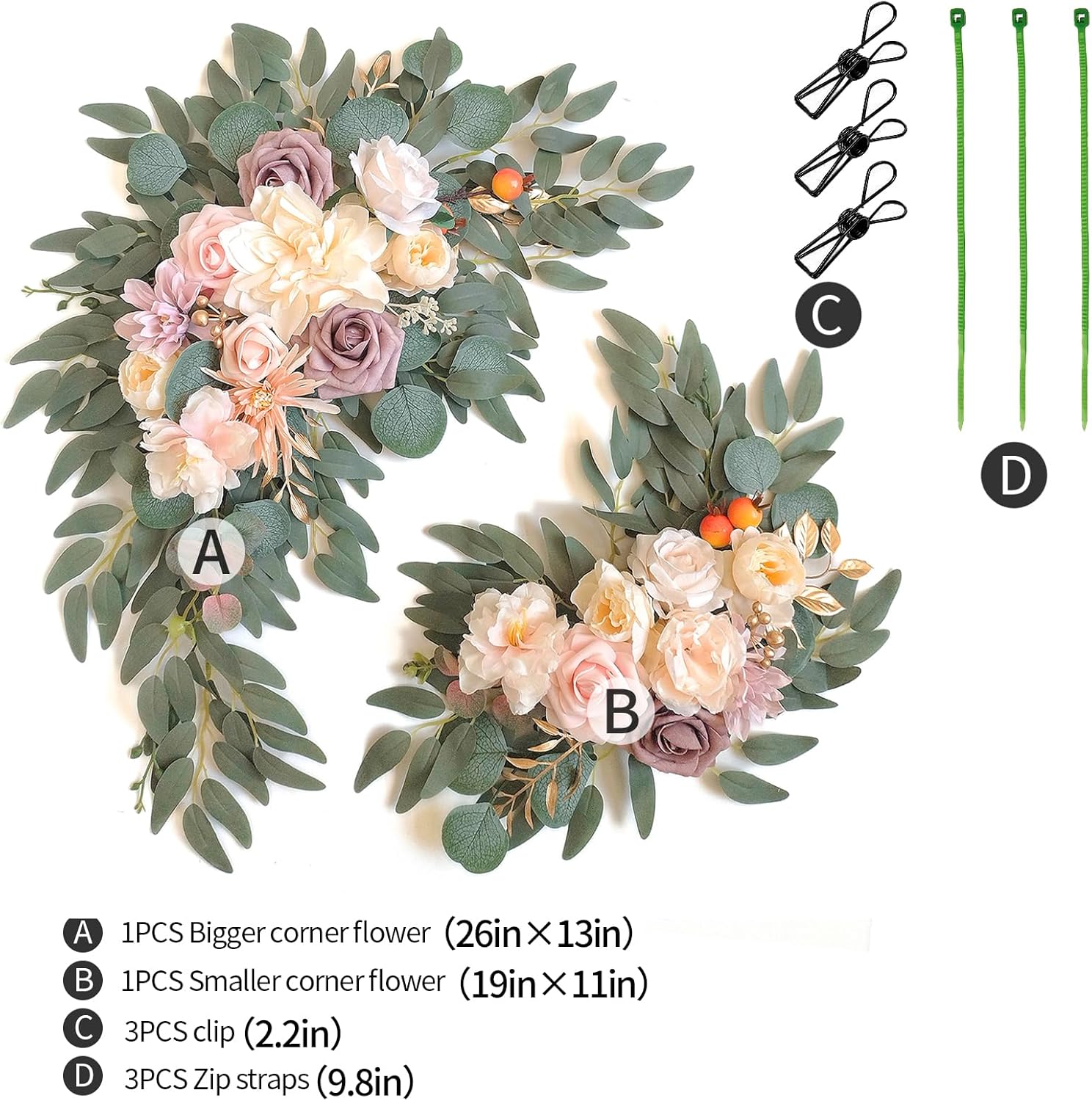 Piklado Faux Flower Swag Set of 2 Champagne Wedding Decor