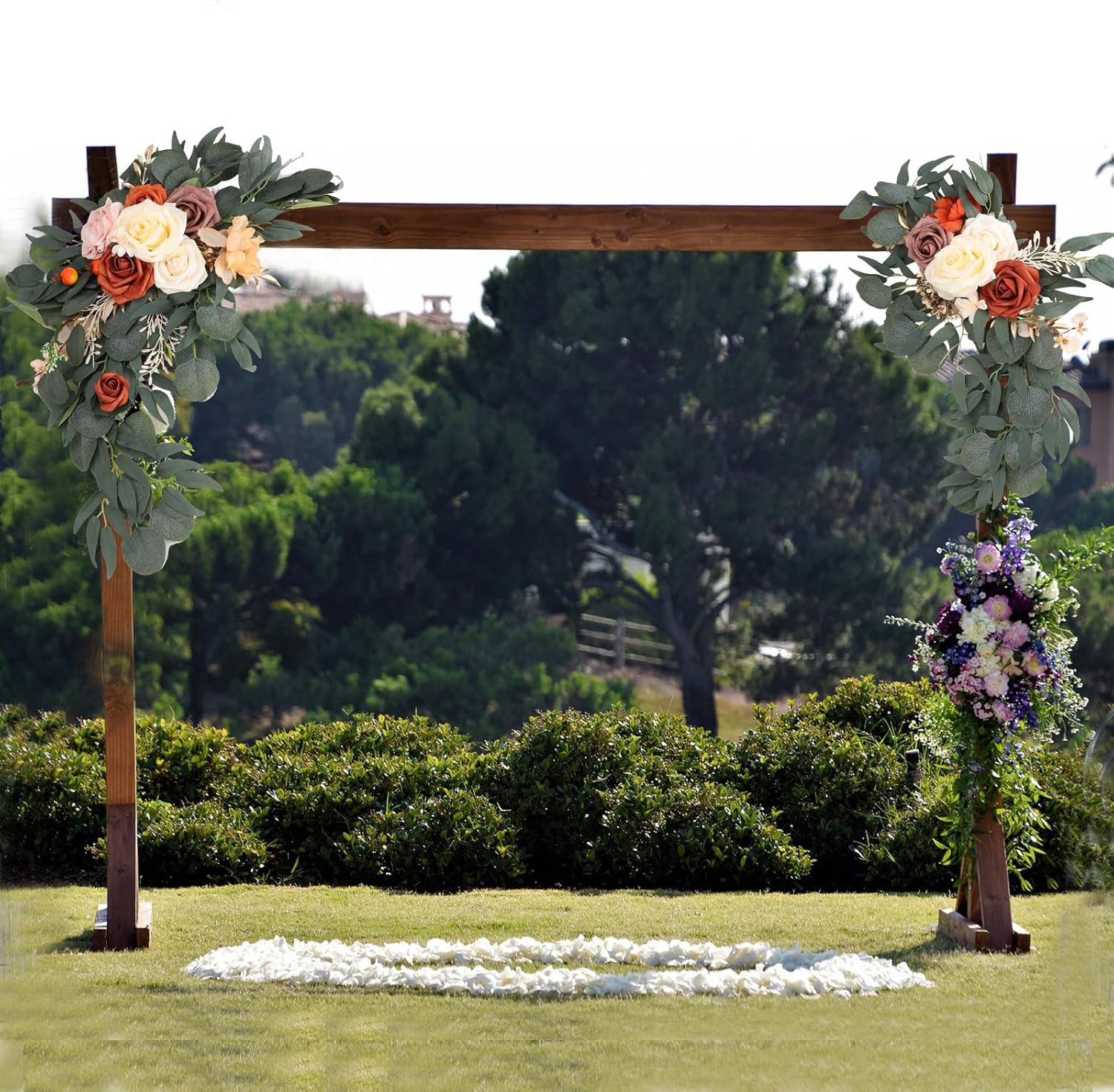 PerGar 2Pcs Artificial Wedding Arch Flowers Kit Pink