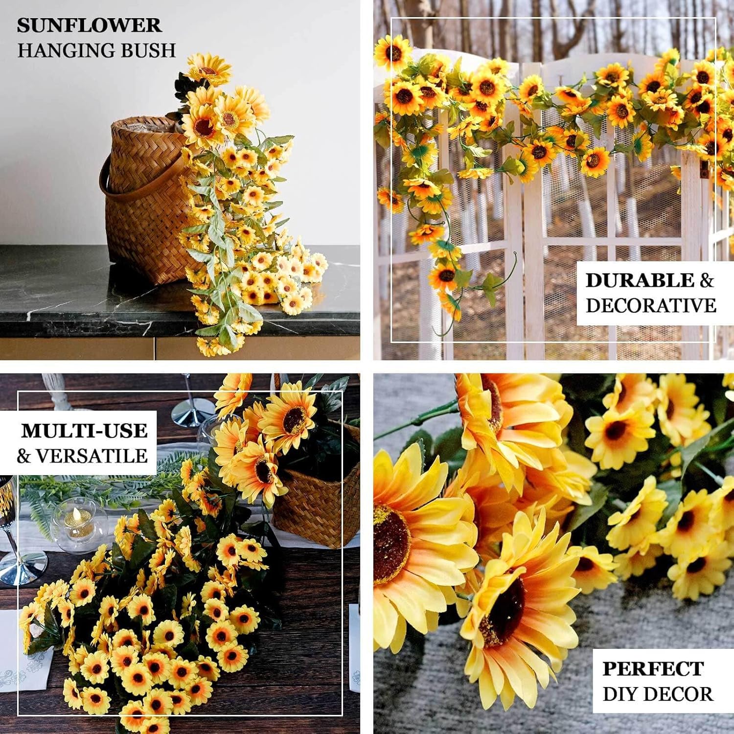 Efavormart 22 Inch Artificial Sunflower Vine Bush Decor