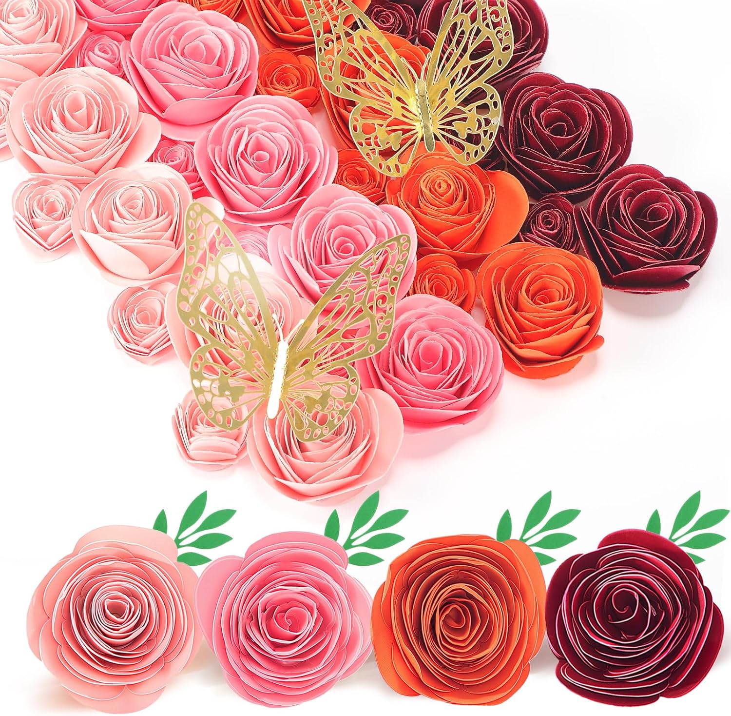36 Pcs 3D Artificial Roses Paper Flowers for DIY Crafts