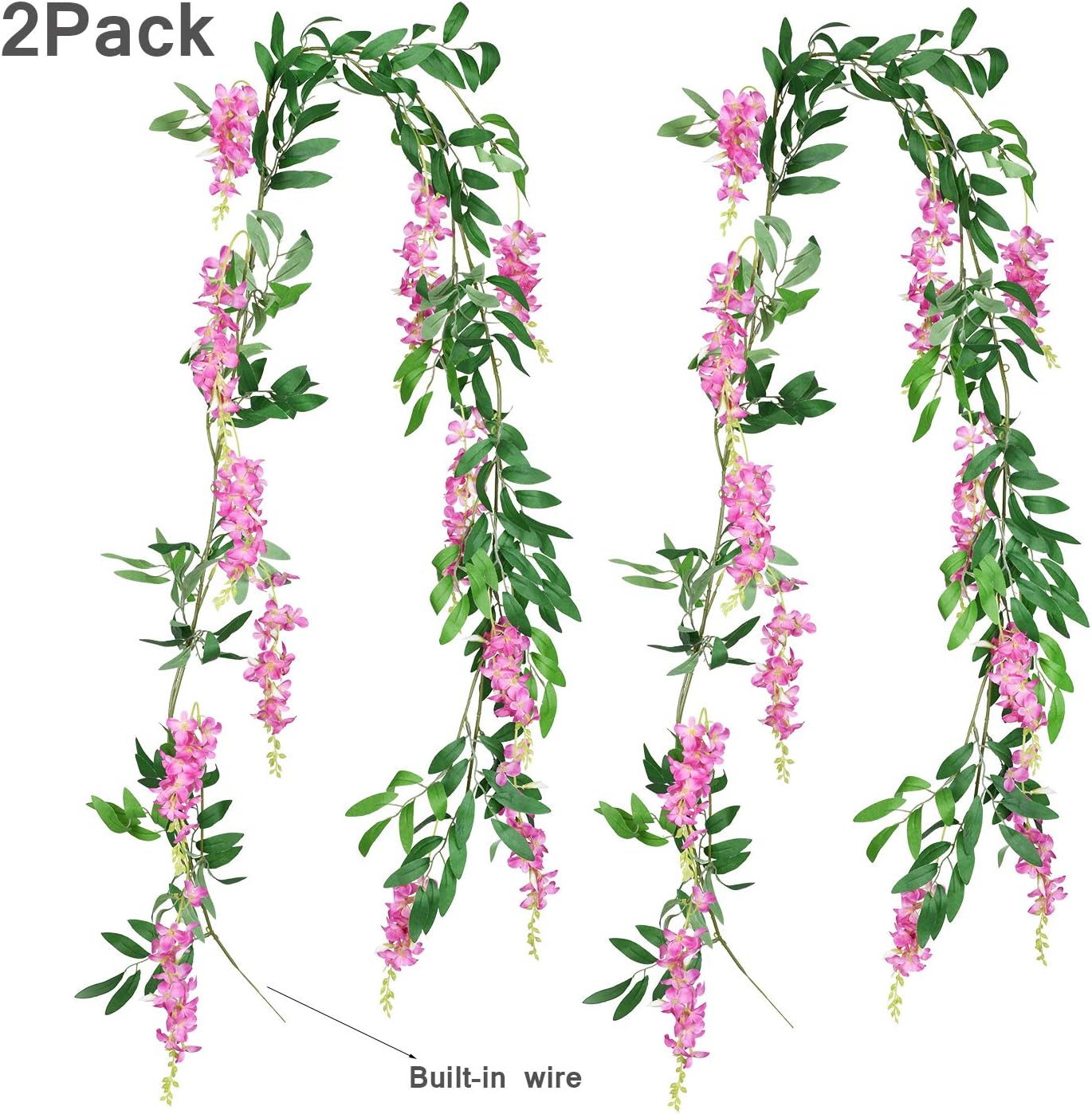 DearHouse 2Pcs 6Ft Artificial Wisteria Garland