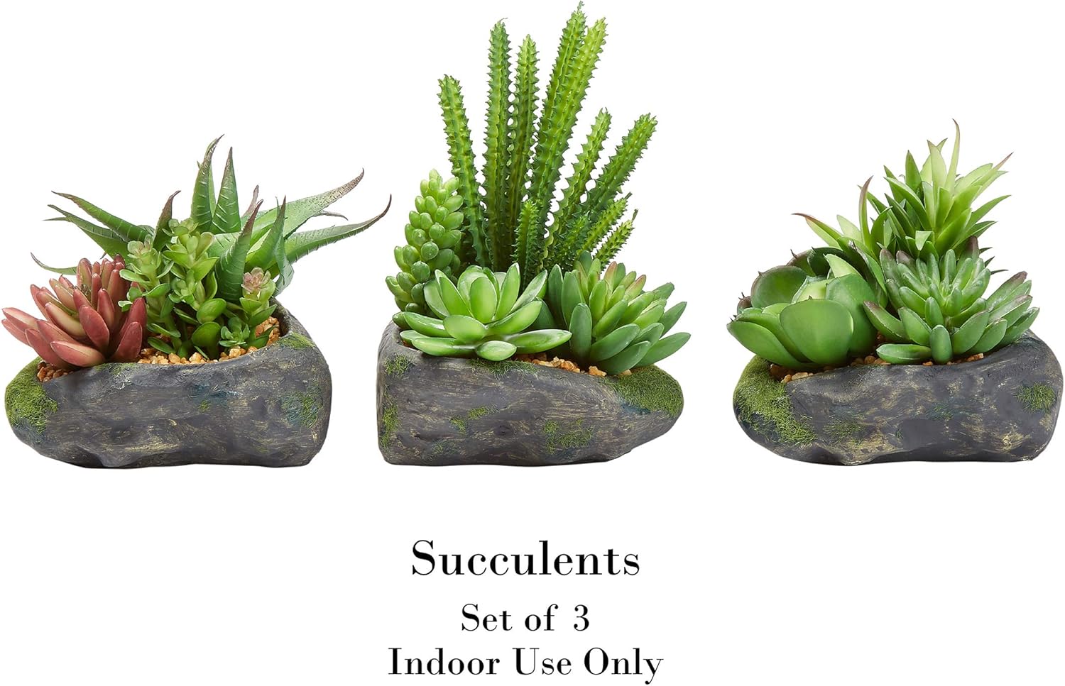Pure Garden Artificial Succulent Plants 3-Piece Set