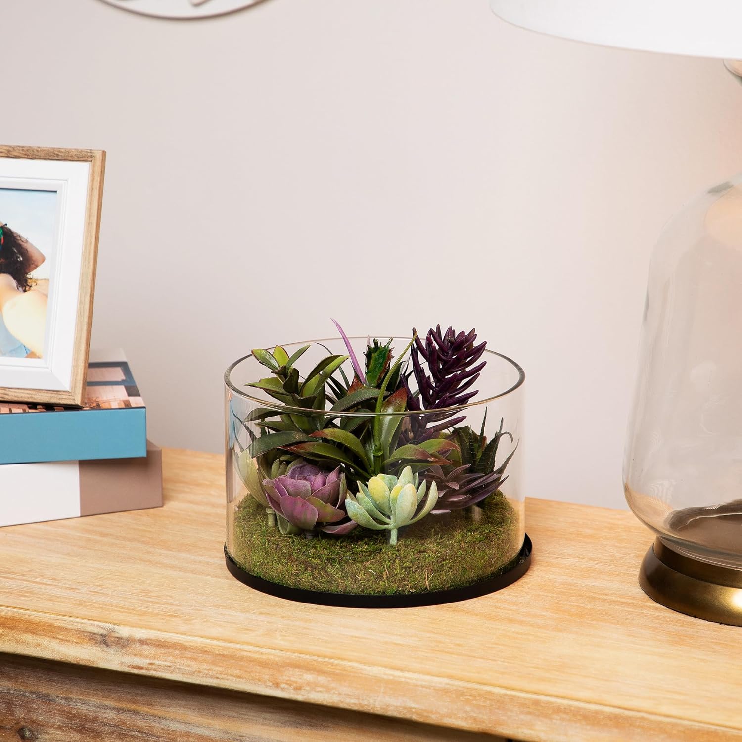 Northlight Artificial Mixed Succulent in 8 Round Glass Jar Green