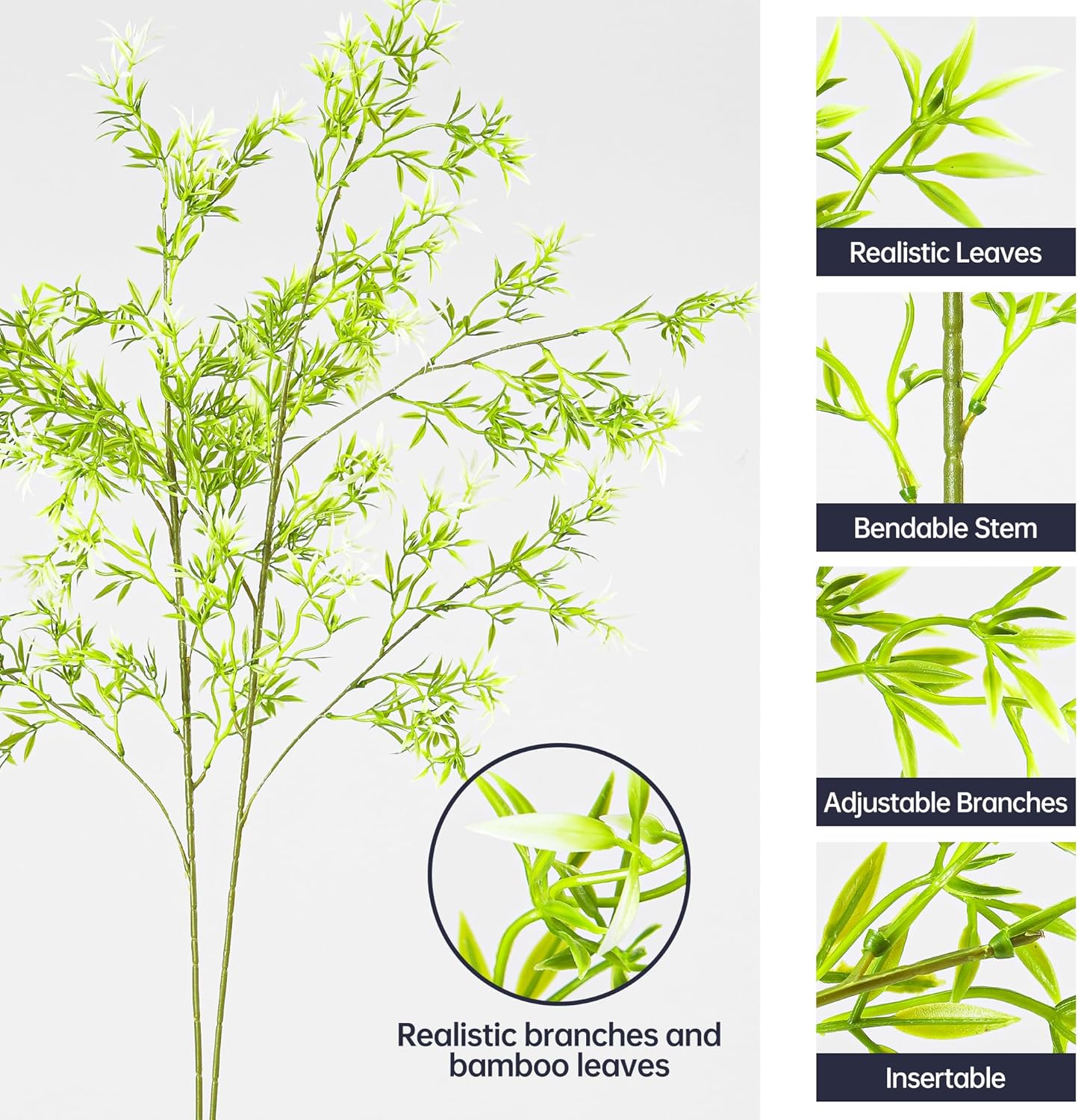 4PCS Artificial Greenery Stems with Flowers for Home Decor