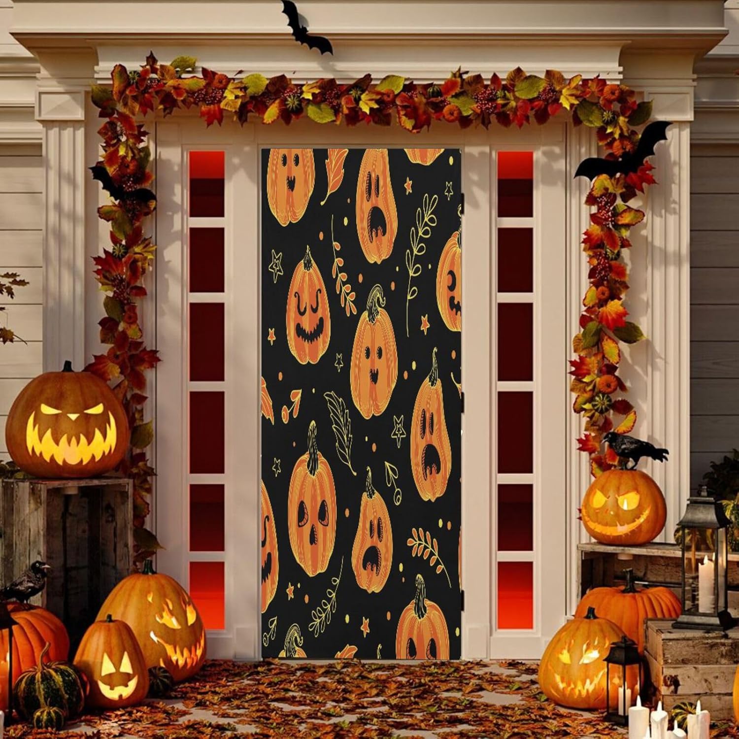 Susiyo Halloween Pumpkin Door Cover 32x79 in