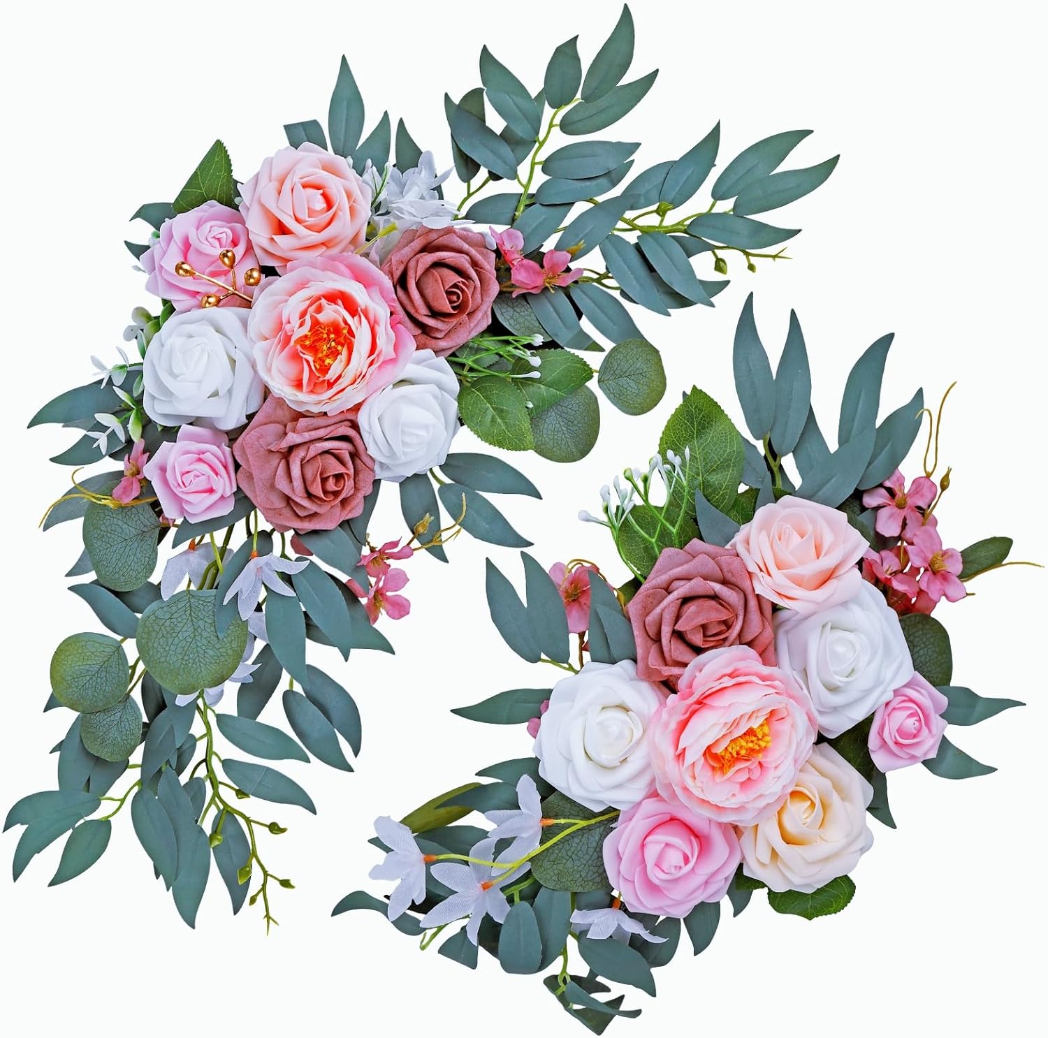 Pink Artificial Flower Wedding Arch Decor 2PCS