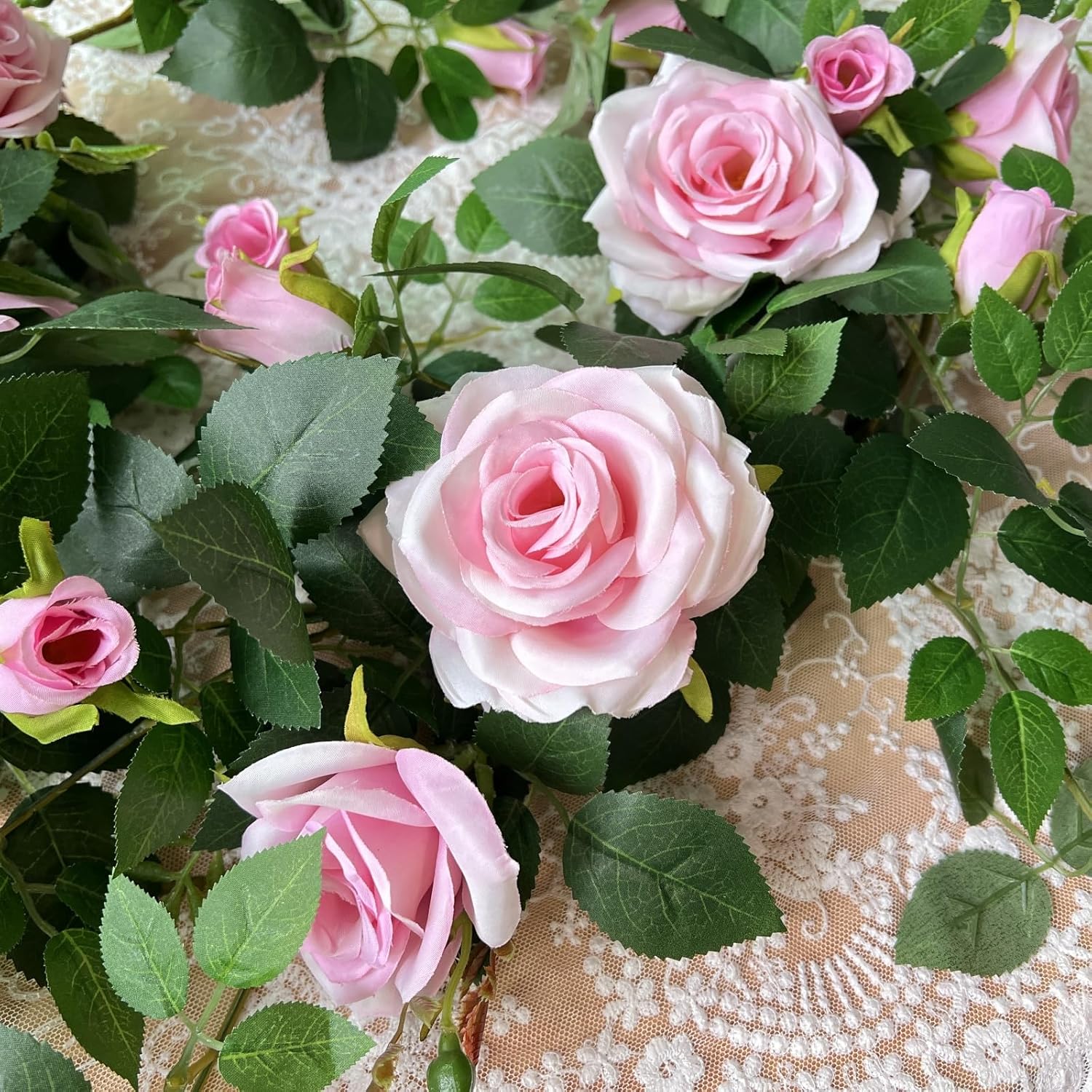 59FT Bendable Rose Garland for Home Decor Pink