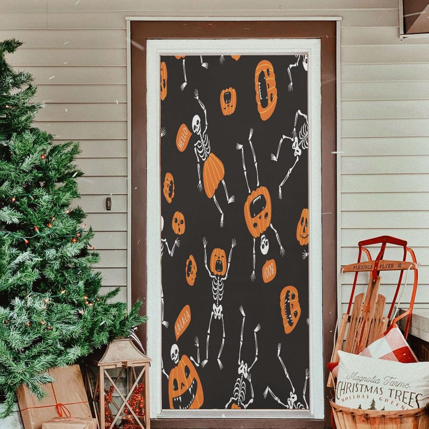 Susiyo Halloween Skeletons Pumpkins Door Cover 32x79 Inch