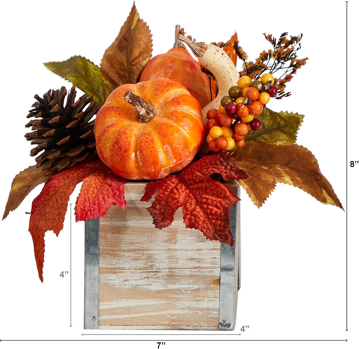 Nearly Natural 8in Fall Pumpkin Gourd Arrangement