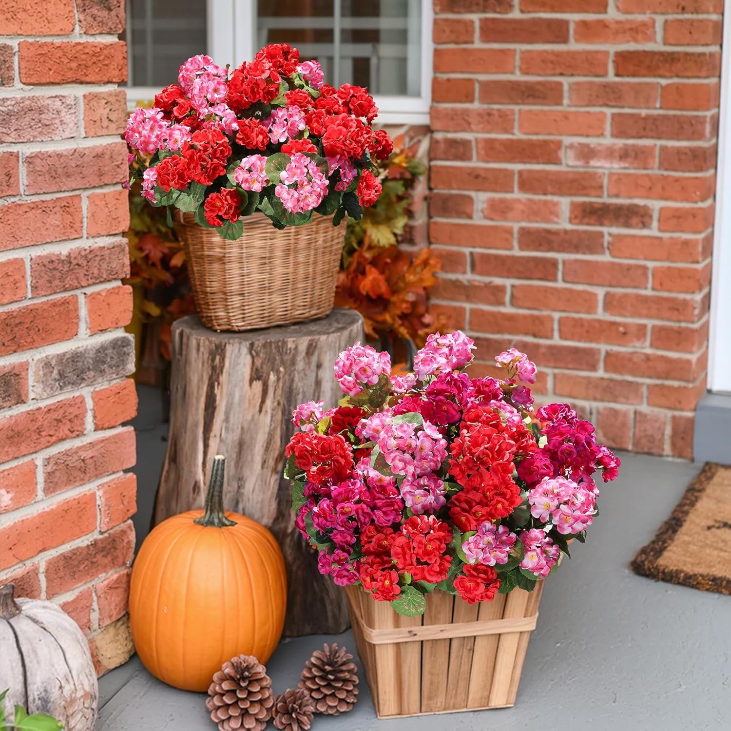 HyeFlora Artificial Geraniums with 6 Bundles