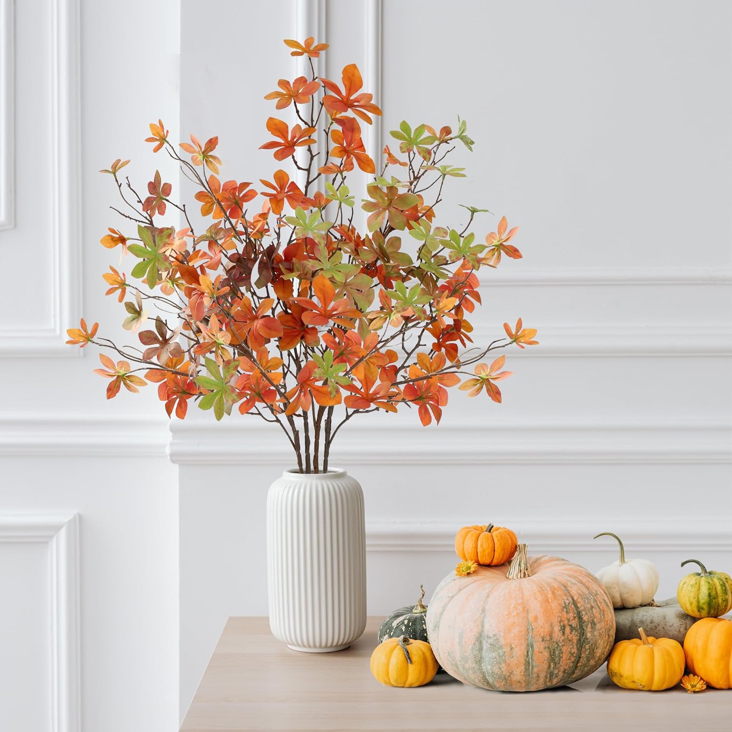 4 Pack Artificial Fall Greenery Stem for Vase Decorations