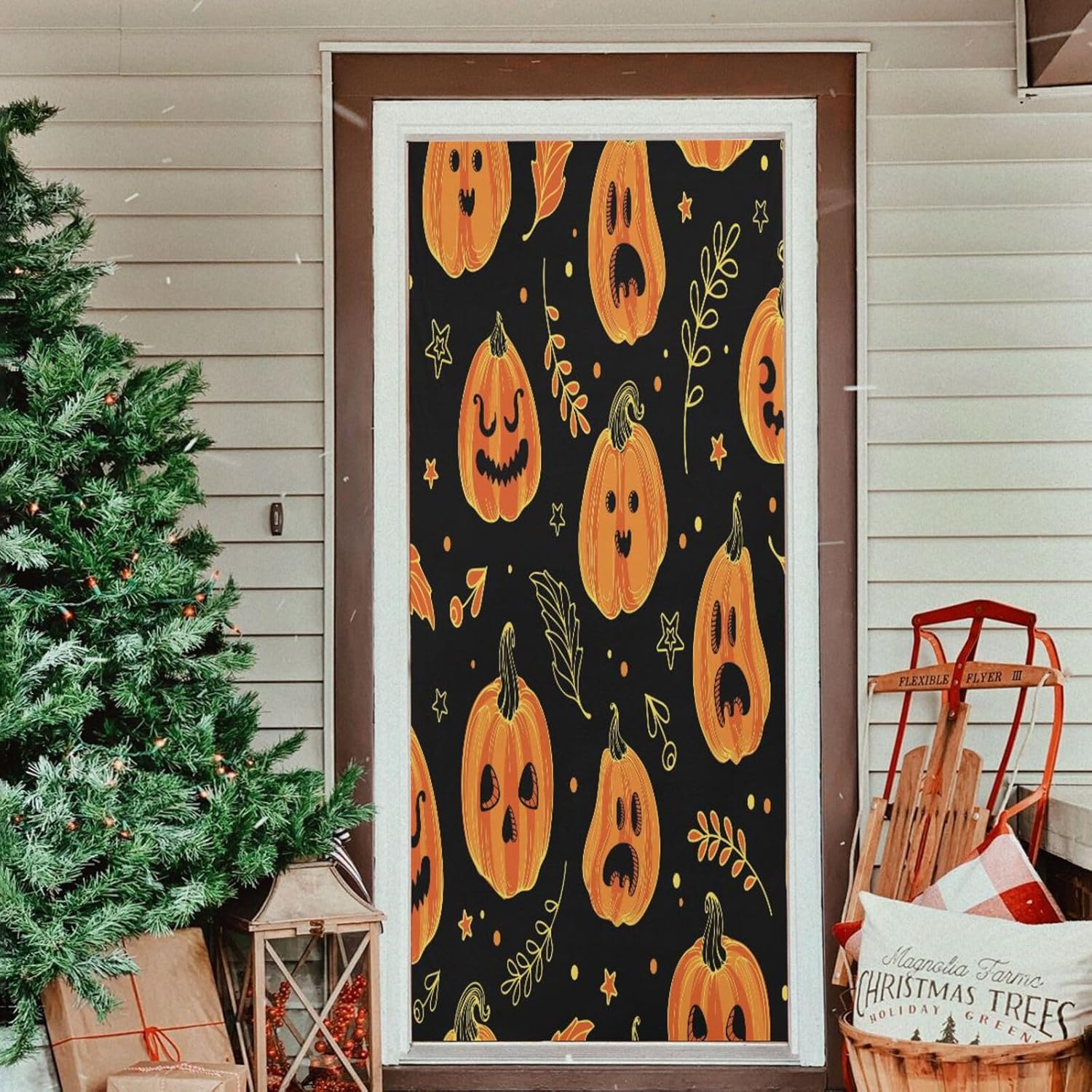 Susiyo Halloween Pumpkin Door Cover 32x79 in