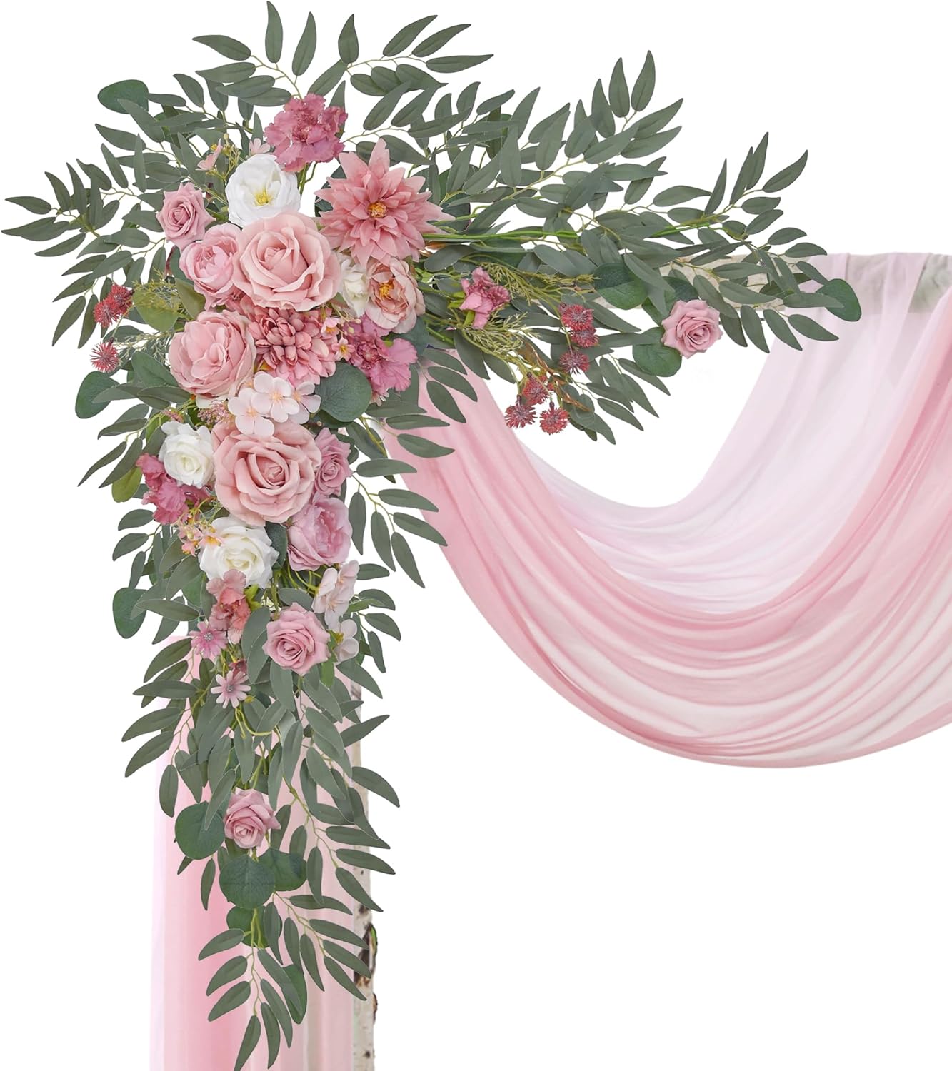 Dusty Rose Wedding Arch Flowers with Drape Kit Pack of 4
