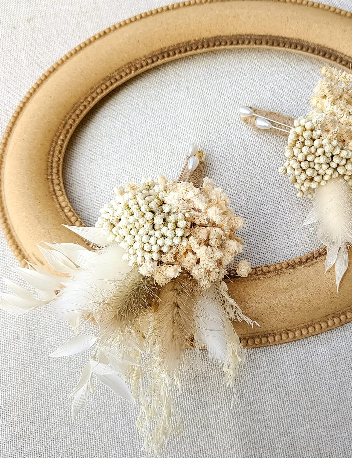 Dried Flowers Boutonnieres Set of 2 Boho Wedding Groom Accessories