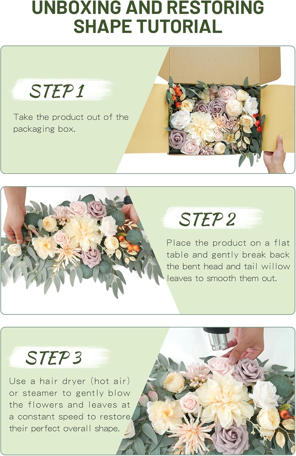 Piklado Faux Flower Swag Set of 2 Champagne Wedding Decor