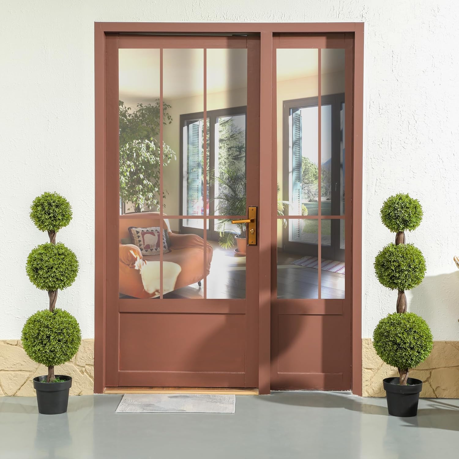 HOMCOM Artificial Plants Set of 2 Green Boxwood Trees