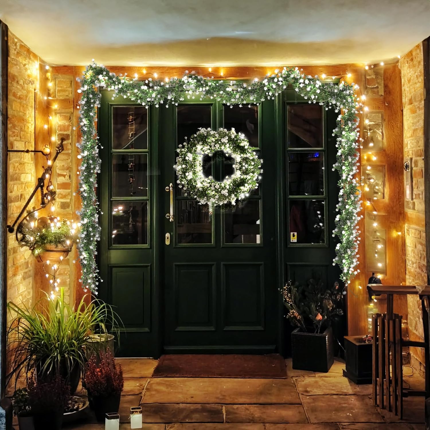 RECUTMS Greenery Vines Garland with Lights 3 Pack
