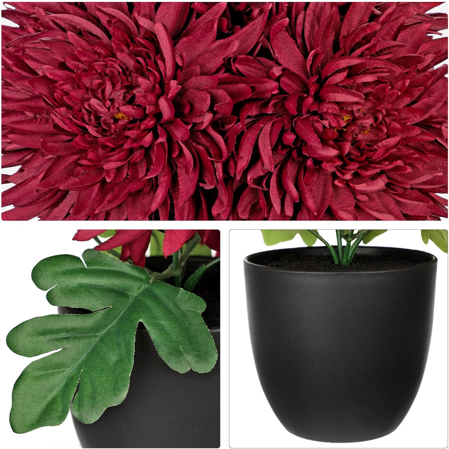 Hollyone Artificial Mums Flowers in Vase with Pot