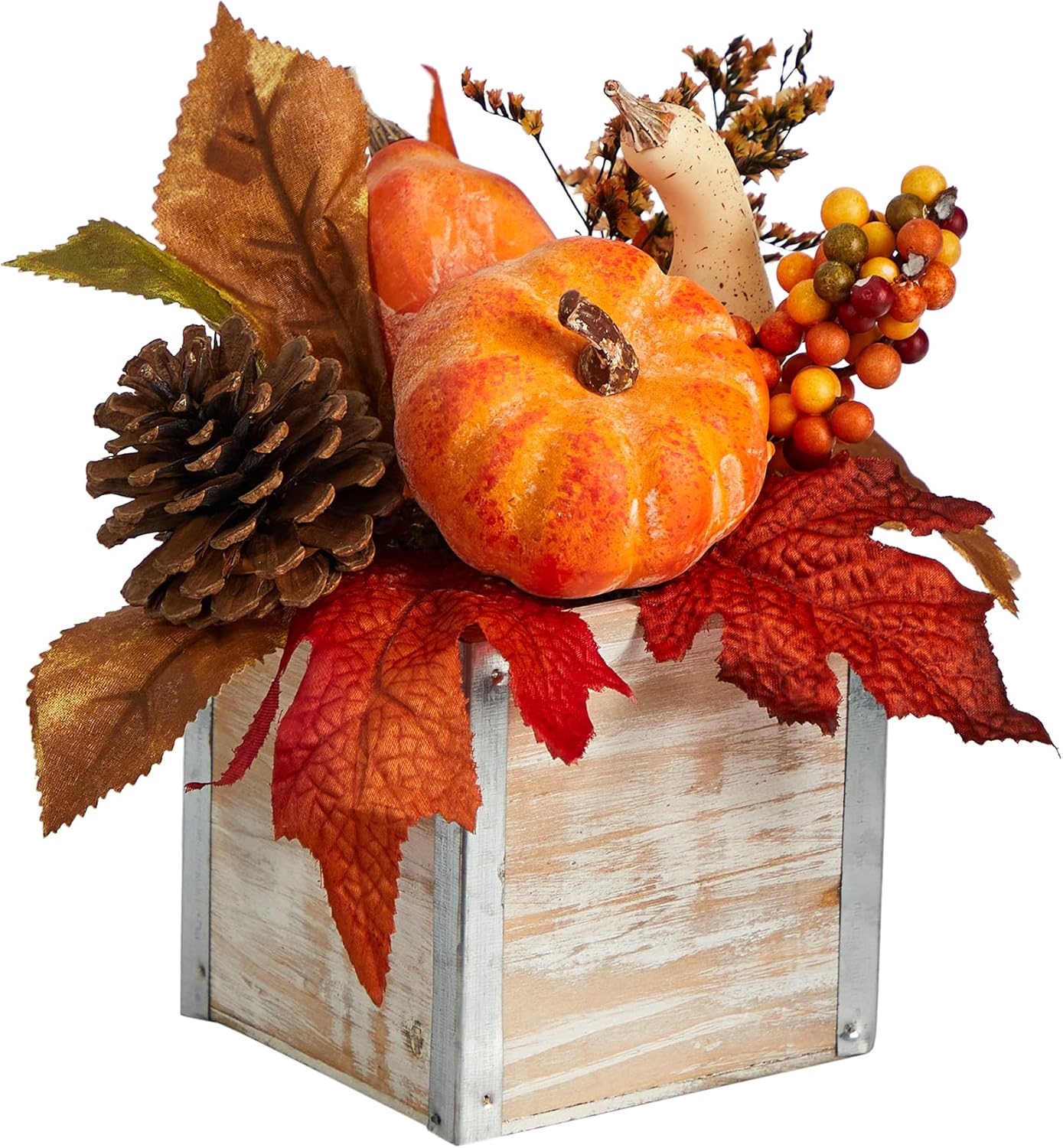 Nearly Natural 8in Fall Pumpkin Gourd Arrangement