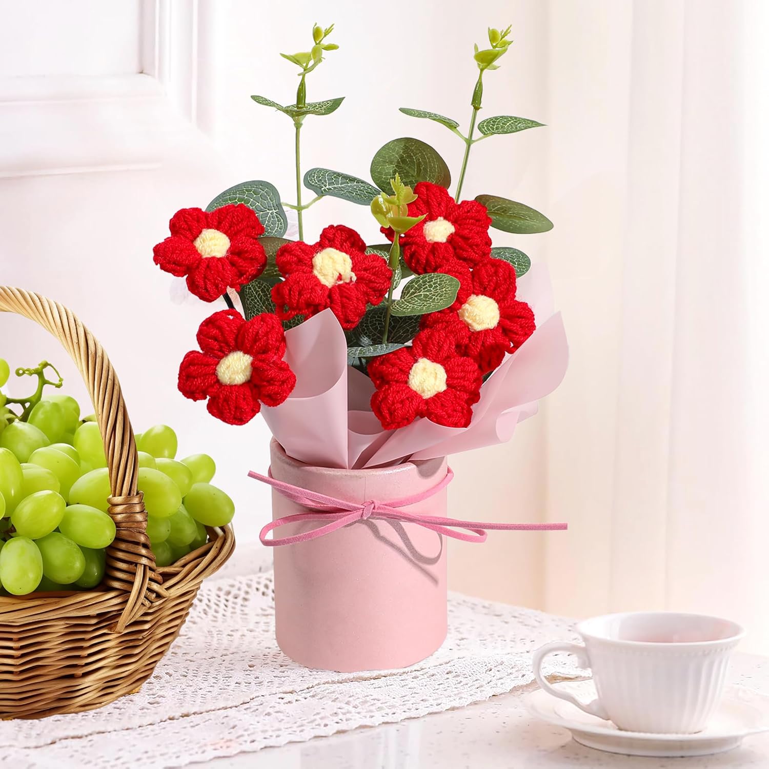 Vynora Crochet Daisy Flowers Bouquet for Mothers Day Gifts