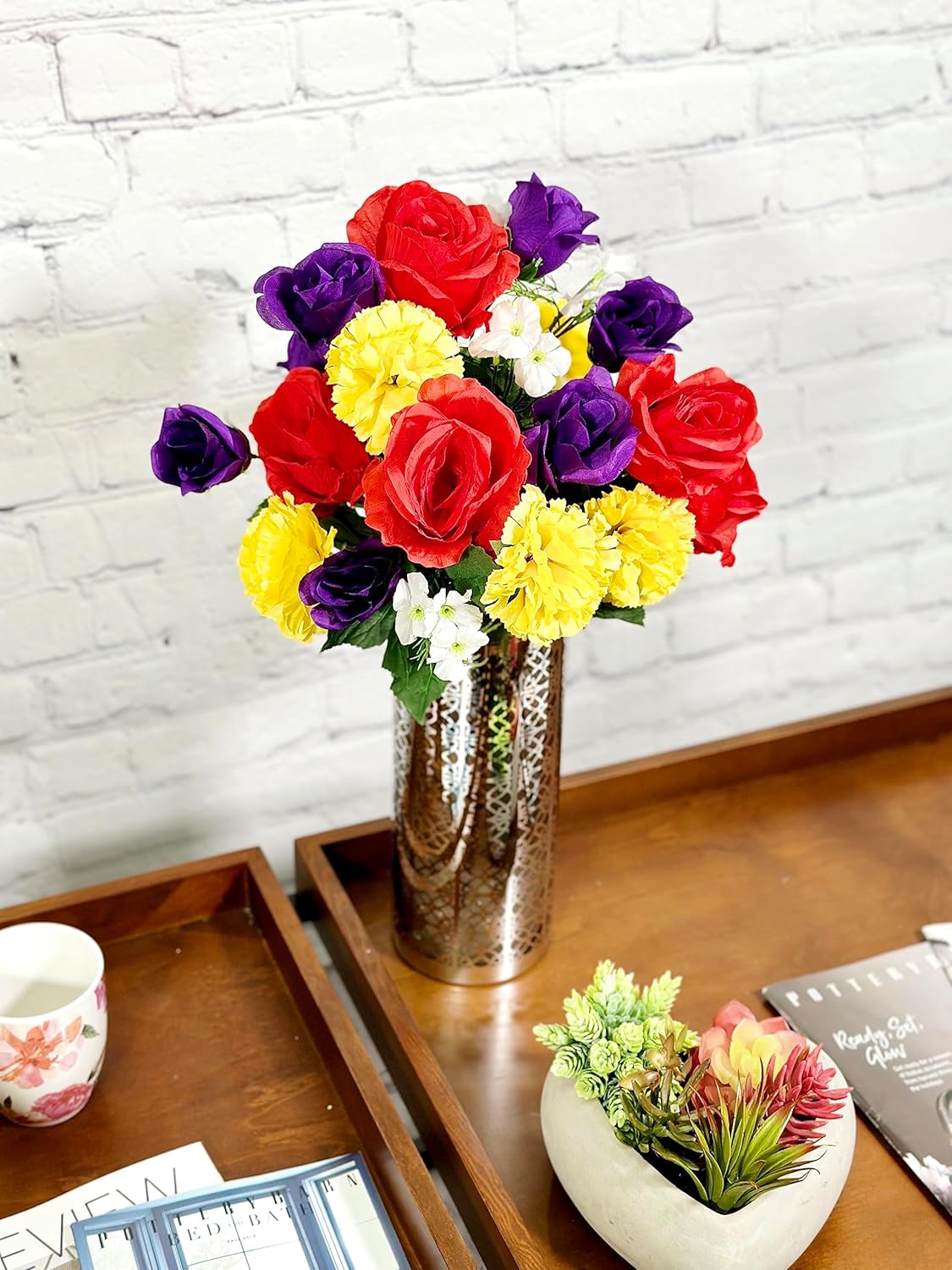 Admired By Nature 2 Pcs Artificial Spring Flowers Bouquet