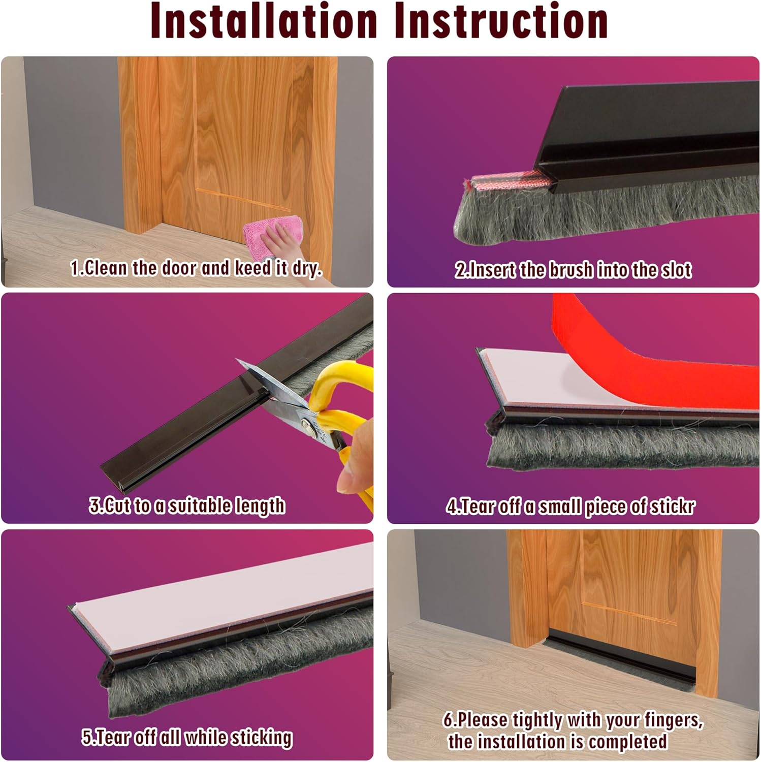 Door Draft Stopper with Brush - 39 Winter Cold Seal