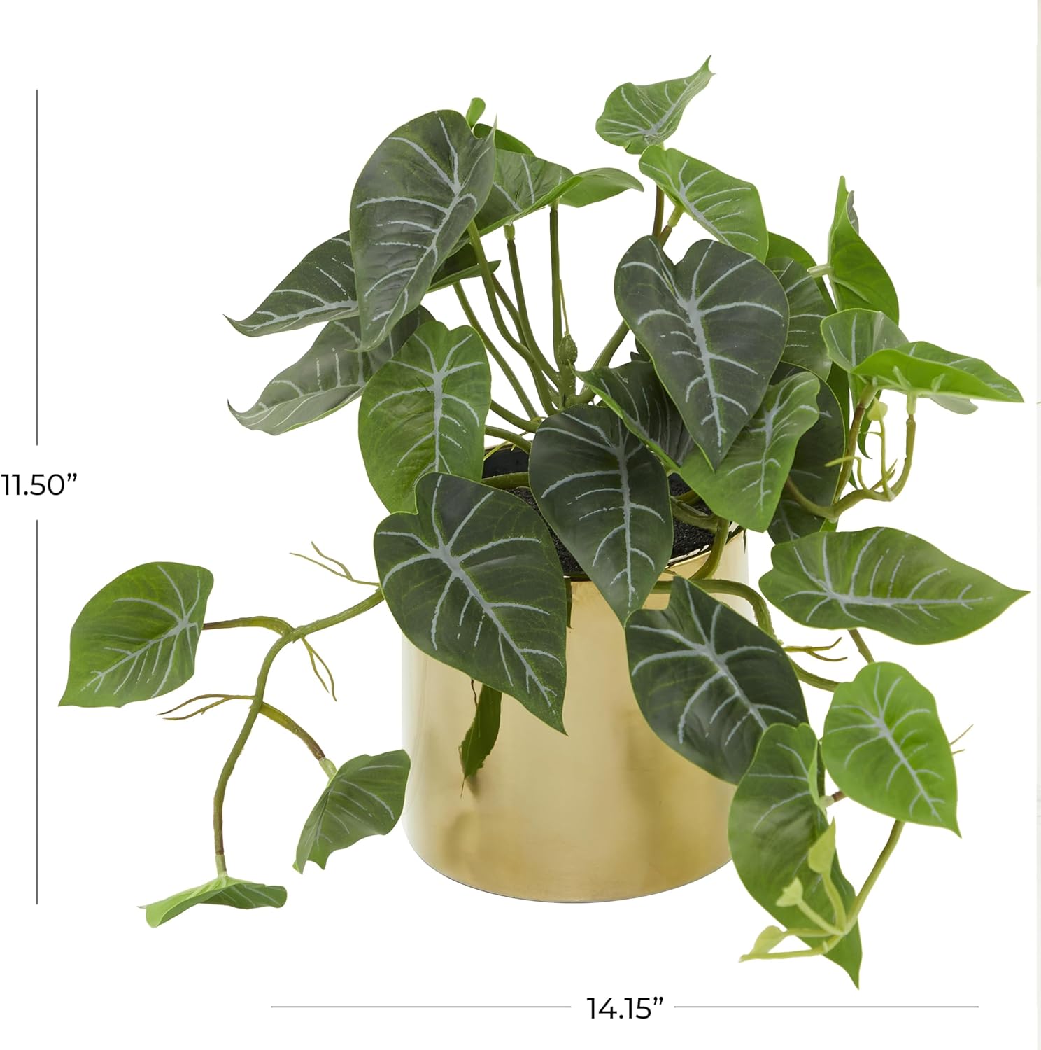 Deco 79 Faux Pothos Artificial Plant with Gold Porcelain Pot