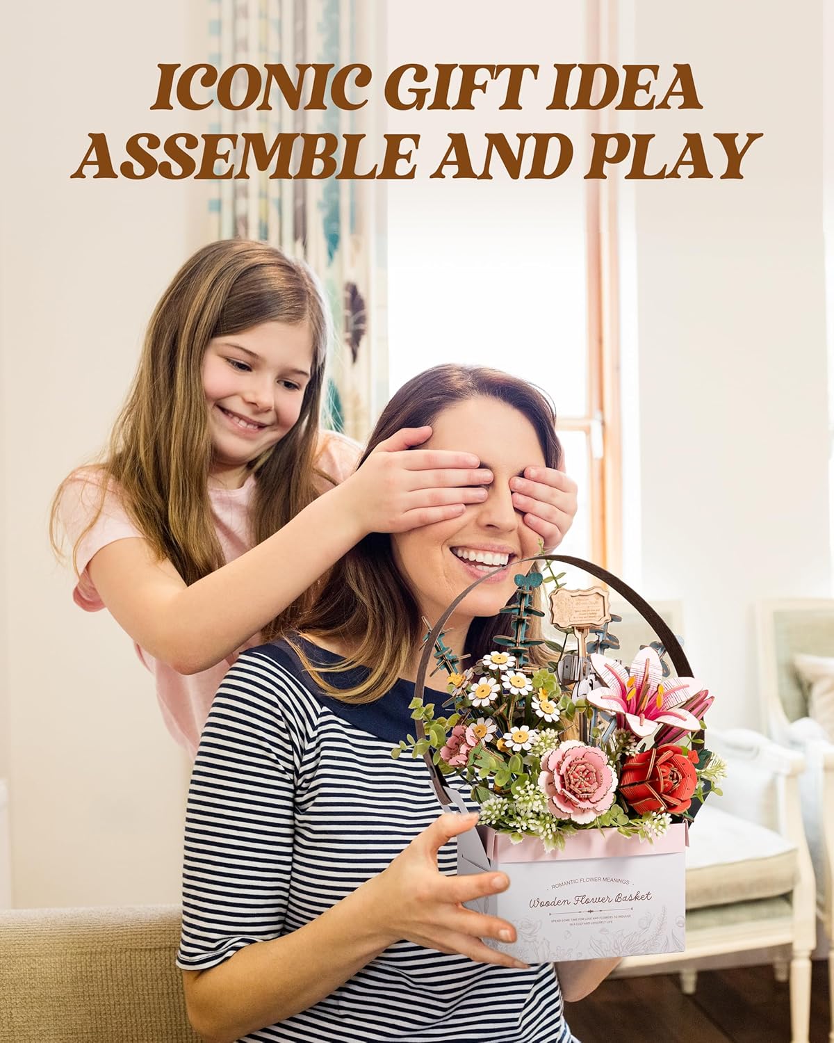 ROBOTIME 3D Wooden Puzzle Flower Basket Kit